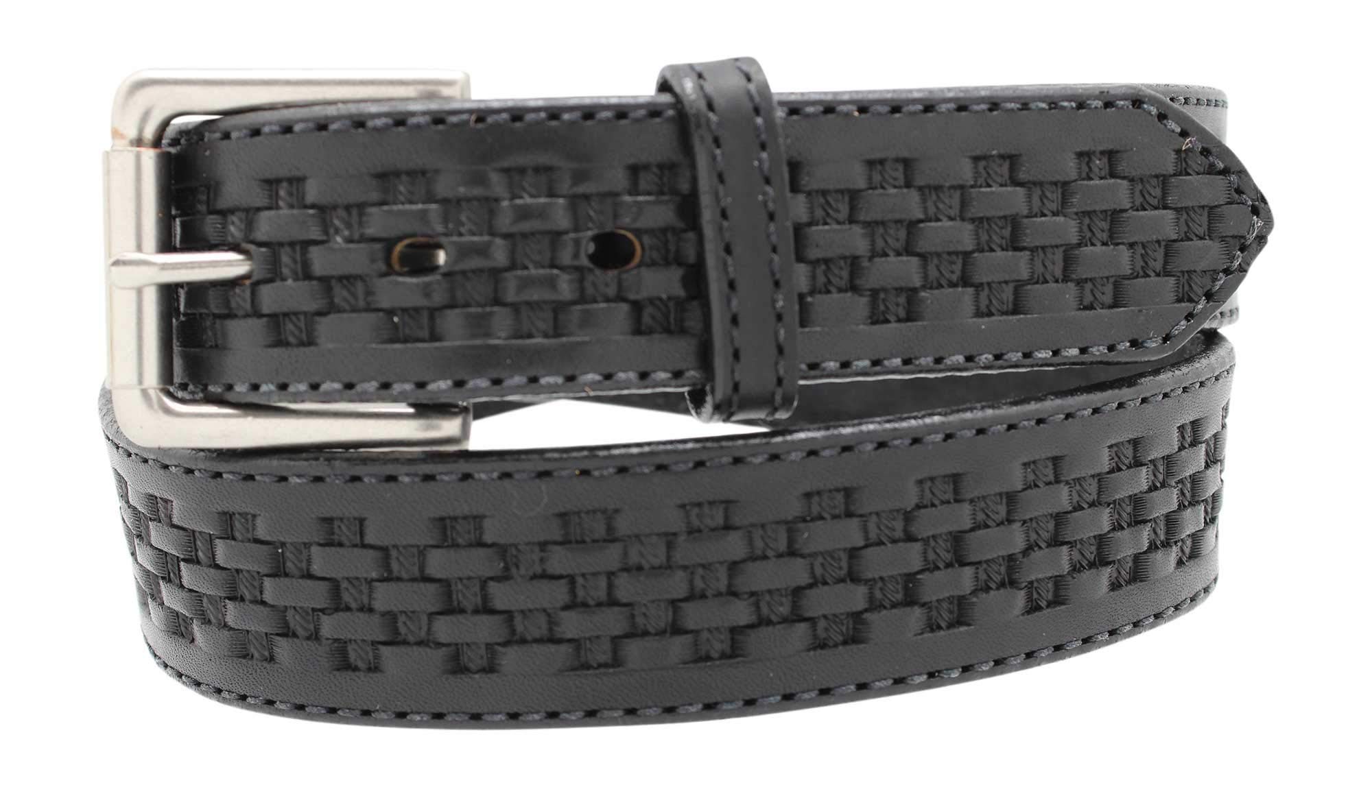 Men's 1.5 Inch Basketweave Embossed Leather Work Belt - Oiled & Waxed Heavy Duty Belt for Construction, Carpentry & Outdoor Work | Durable Workwear Accessory for Builders, Contractors & Handymen