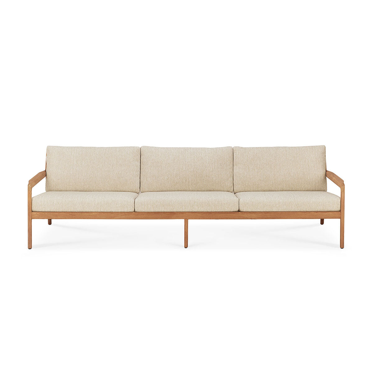 Premium Outdoor Fabric 4-Seater Sofa with Teak Frame - Natural Color Weather-Resistant Patio Furniture for Garden, Poolside & Backyard Relaxation