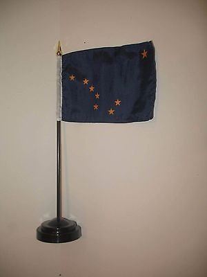 Alaska State Flag 4x6 Inch Mini Desk Flag with Black Base - Perfect for Office Decor, Home Display & Patriotic Gifts