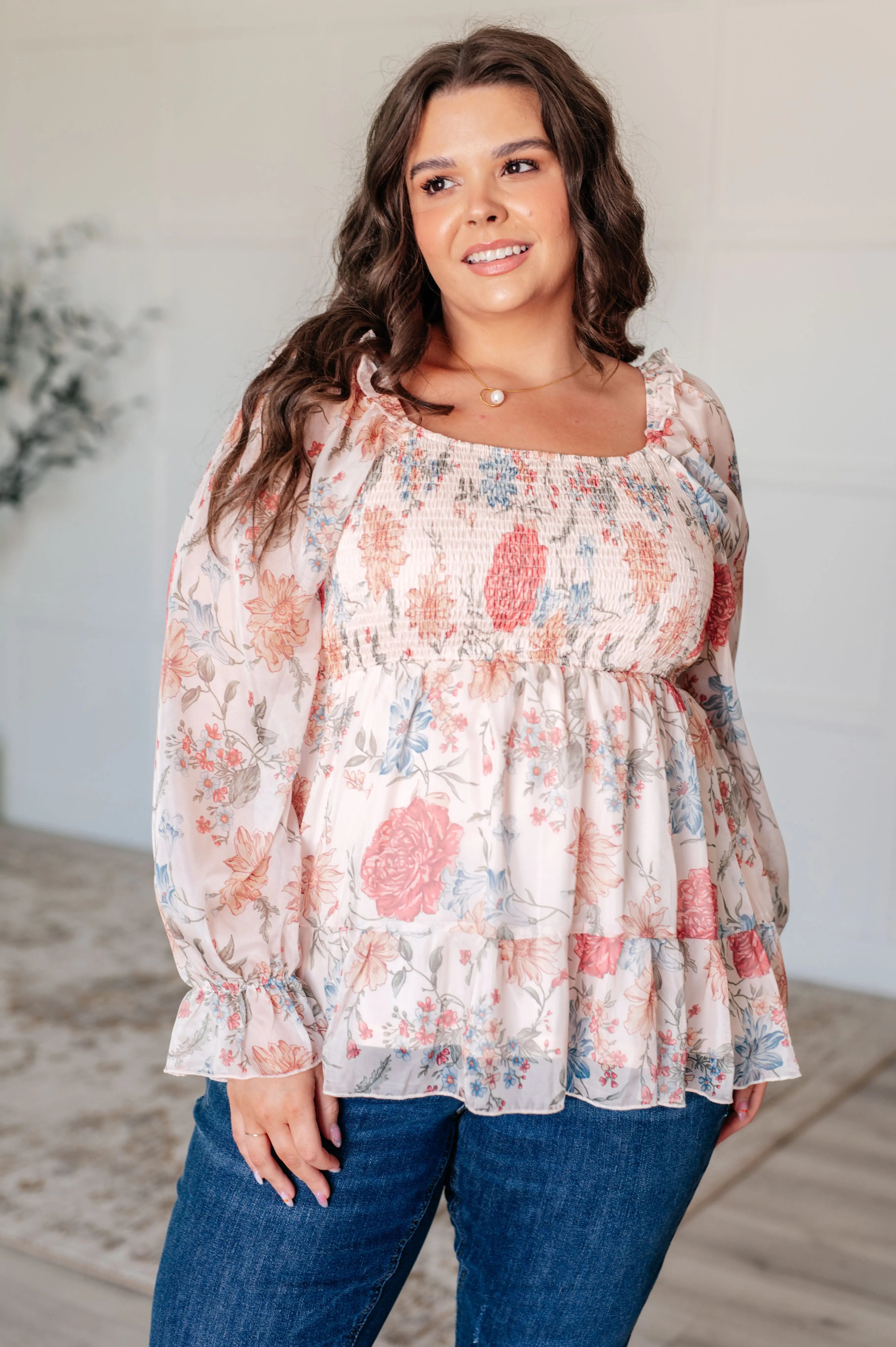 Elegant Square Neck Blouse for Women - Flowy Boho Chic Top with Inner Wisdom Design | Perfect for Office, Date Night & Summer Outfits