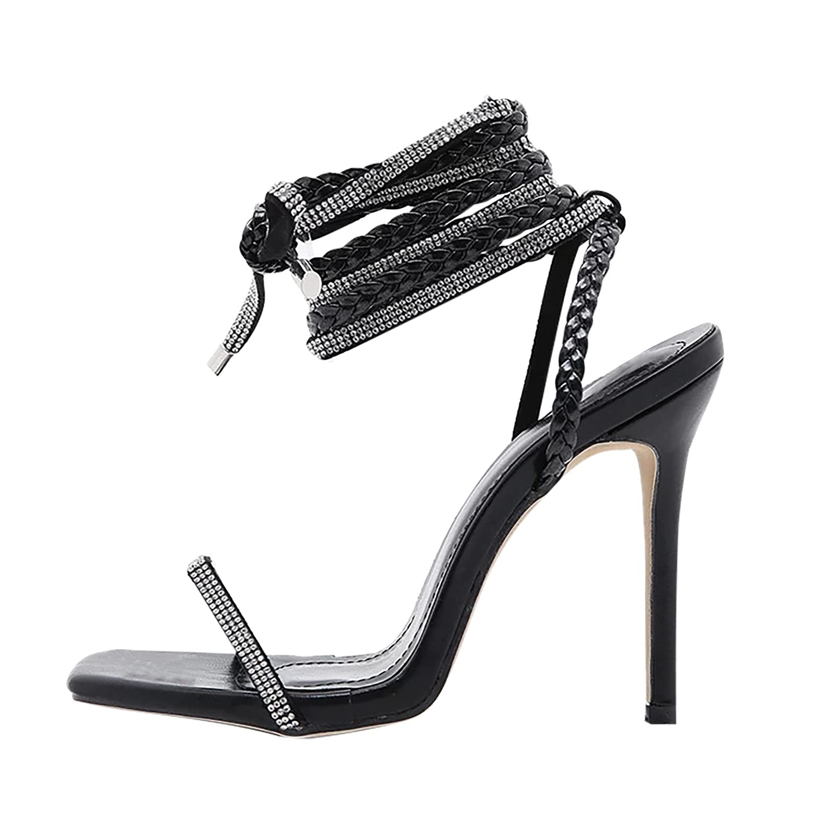 Elegant Women's High Heel Gladiator Sandals - Strappy Rhinestone Summer Sandals for Casual Wear | Perfect for Parties, Weddings & Date Nights