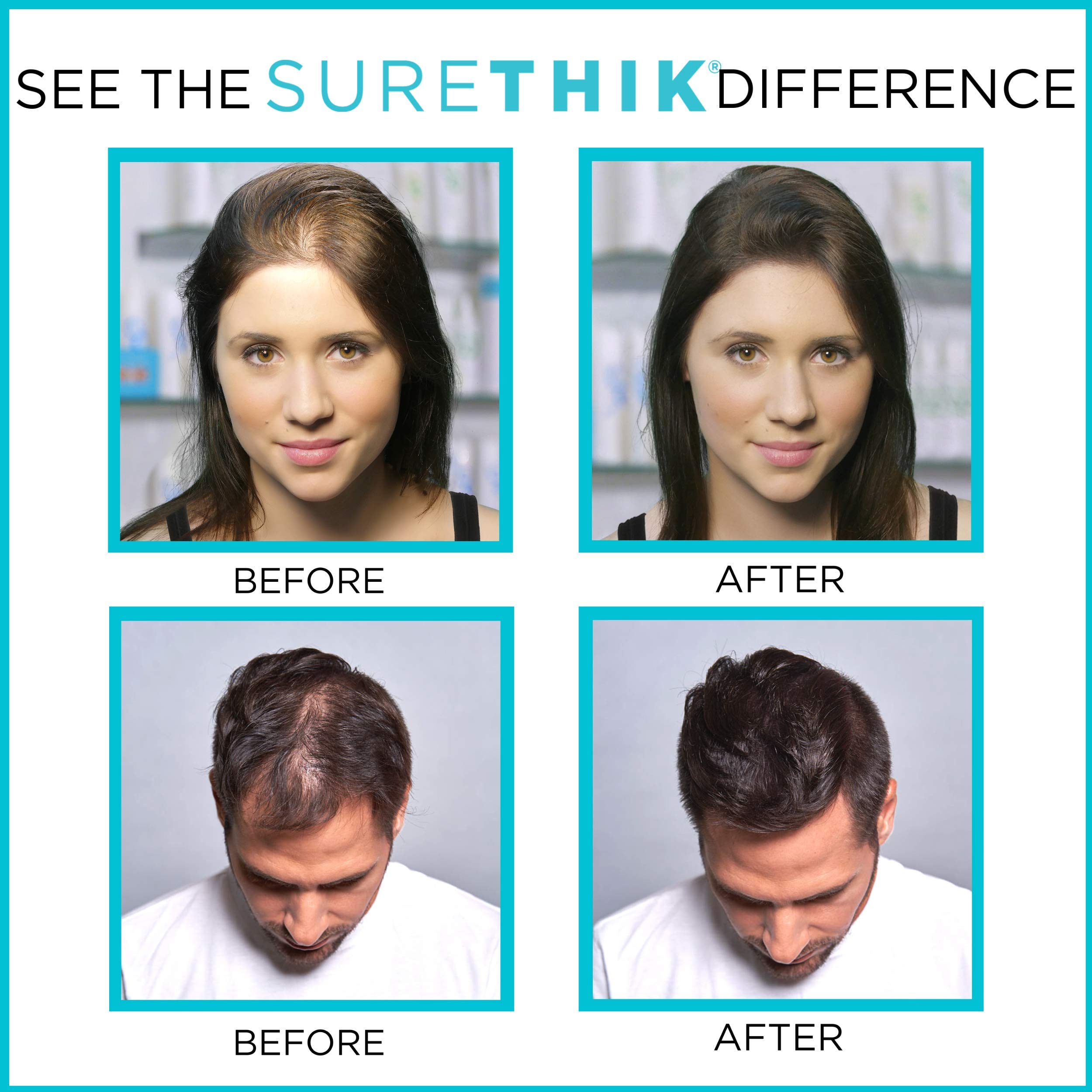 SURETHIK Hair Thickening Fibers - 4 Pack (30g Each) Medium Brown - Instant Hair Volume Solution for Thinning Hair - Men & Women - Perfect for Daily Use, Special Occasions & Confidence Boosting