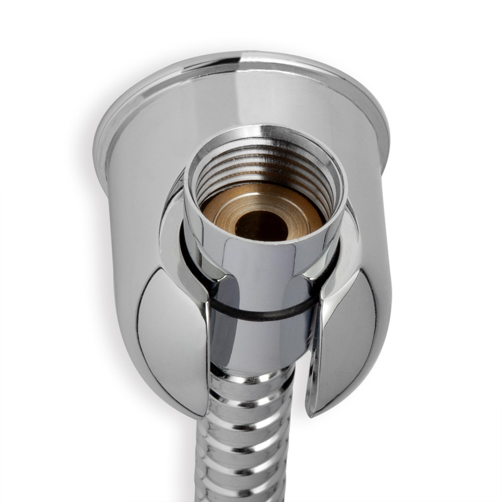 All Metal Handheld Shower Head Holder - Polished Chrome Wall Mount with Adhesive & Screw Installation - Minimalist Bathroom Accessory for Shower Sprayer - Perfect for Small Bathrooms & RV Showers