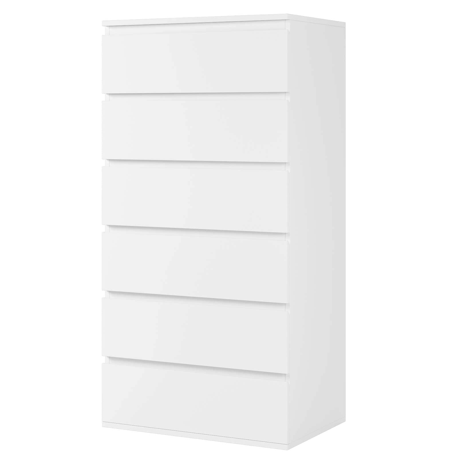 6-Drawer Dresser Cabinet - Large Capacity Storage Organizer with Smooth Gliding Drawers for Bedroom, Office & Closet - White Wooden Chest (16