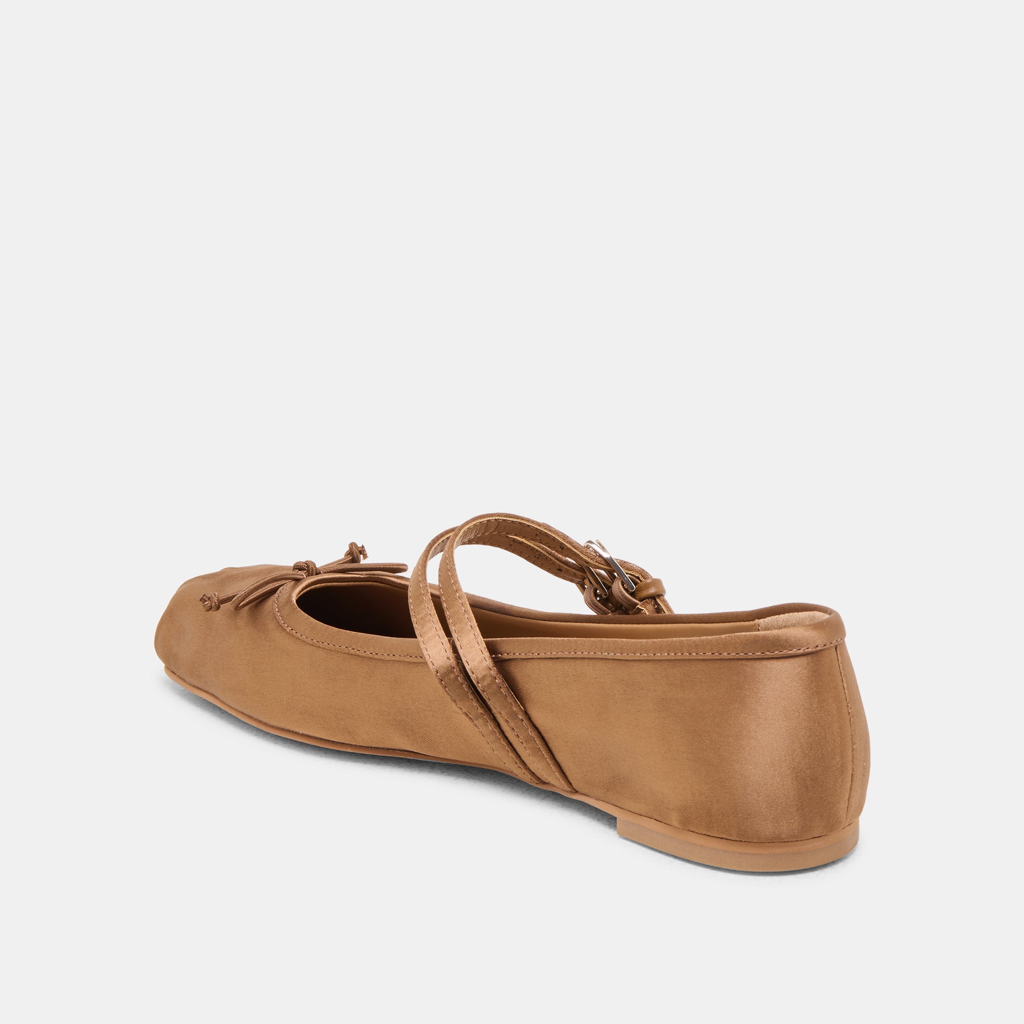 GIBSEN Women's Ballet Flats - Mid Brown Satin Shoes for Comfort & Style | Perfect for Work, Casual Wear & Special Occasions