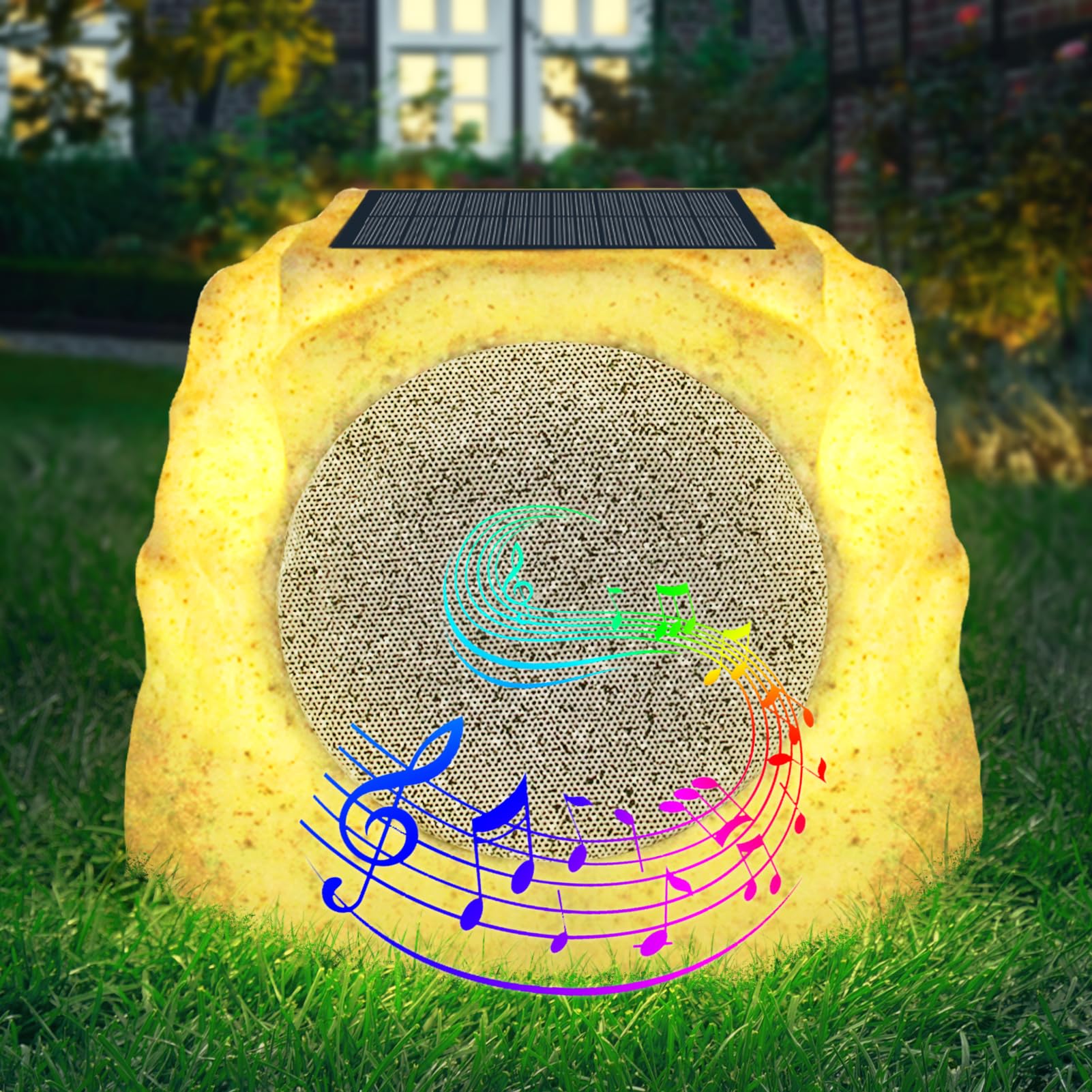ZKI Solar Outdoor Speakers - 7 Colors, Bluetooth 5.0, Solar & USB Rechargeable, IPX6 Waterproof, Perfect for Patio, Pool, Yard, Garden, Camping, and Beach Parties