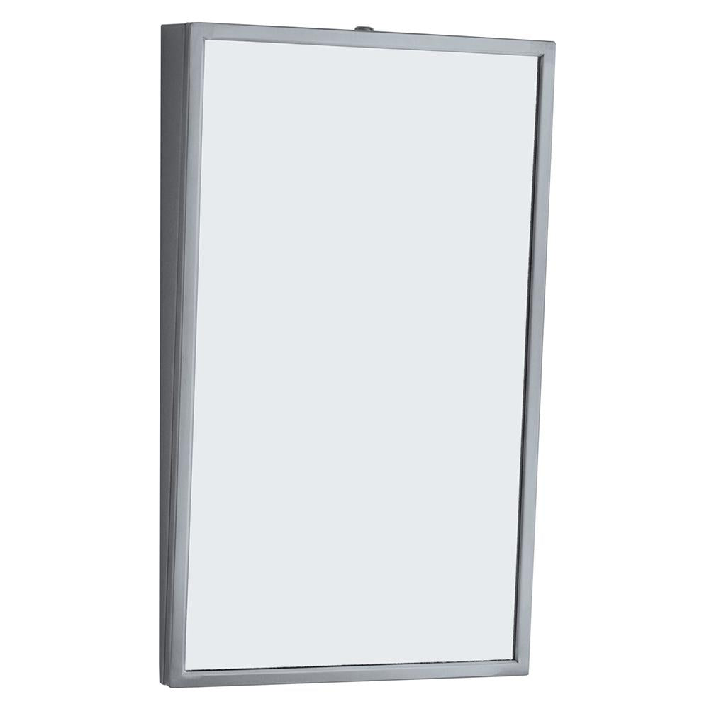 Bobrick B293 1830 Satin Surface Mounted Mirror - Adjustable Tilt Bathroom Mirror for Home & Commercial Use - Perfect for Vanities, Gyms, and Hotels