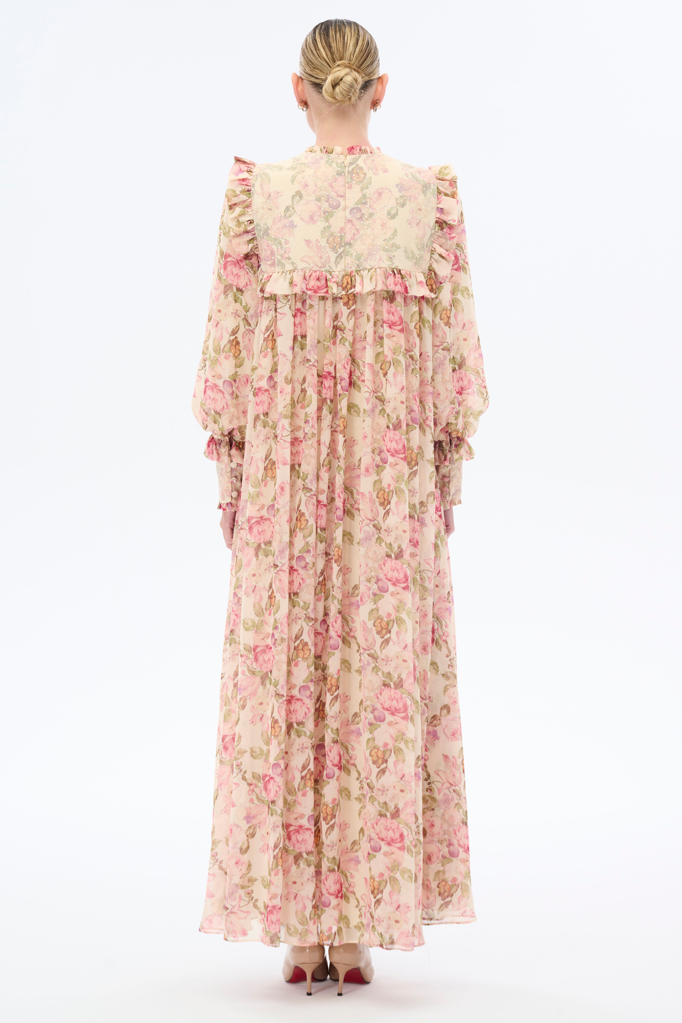 Julia Floral Print Long Sleeve Maxi Dress for Women - Elegant Boho Summer Dress for Beach, Wedding & Special Occasions