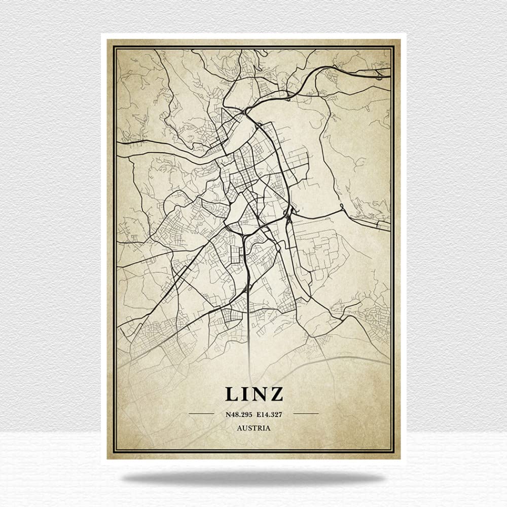 1000 Piece Jigsaw Puzzles for Adults - Retro City & Linz Austria Map Puzzle Set - Family Brain Challenge Game for Kids & Parents - 1000 Pcs Educational Puzzle for Home Entertainment & Cognitive Development