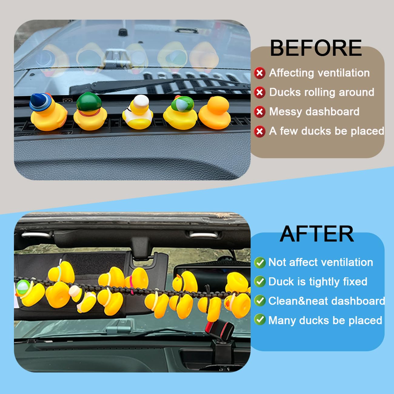 Jeep Rubber Ducks Holder - Paracord Duck Accessory for Wrangler YJ TJ JK JL JT - Holds 34 Ducks (Black/Red) - Perfect for Jeep Enthusiasts & Off-Road Adventures