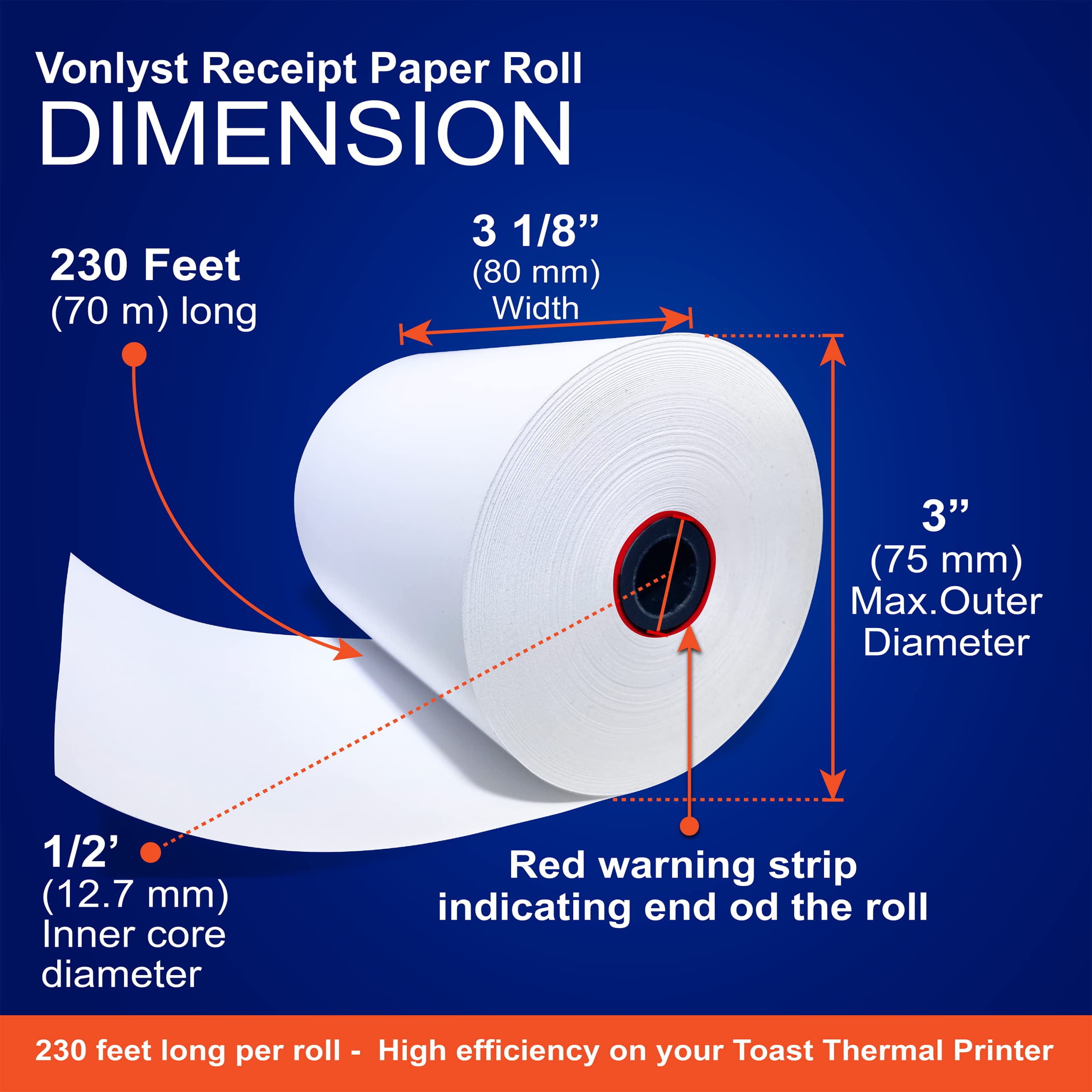 Thermal Paper Rolls for TP200 POS Printer - 24 Rolls for Receipts & Tickets