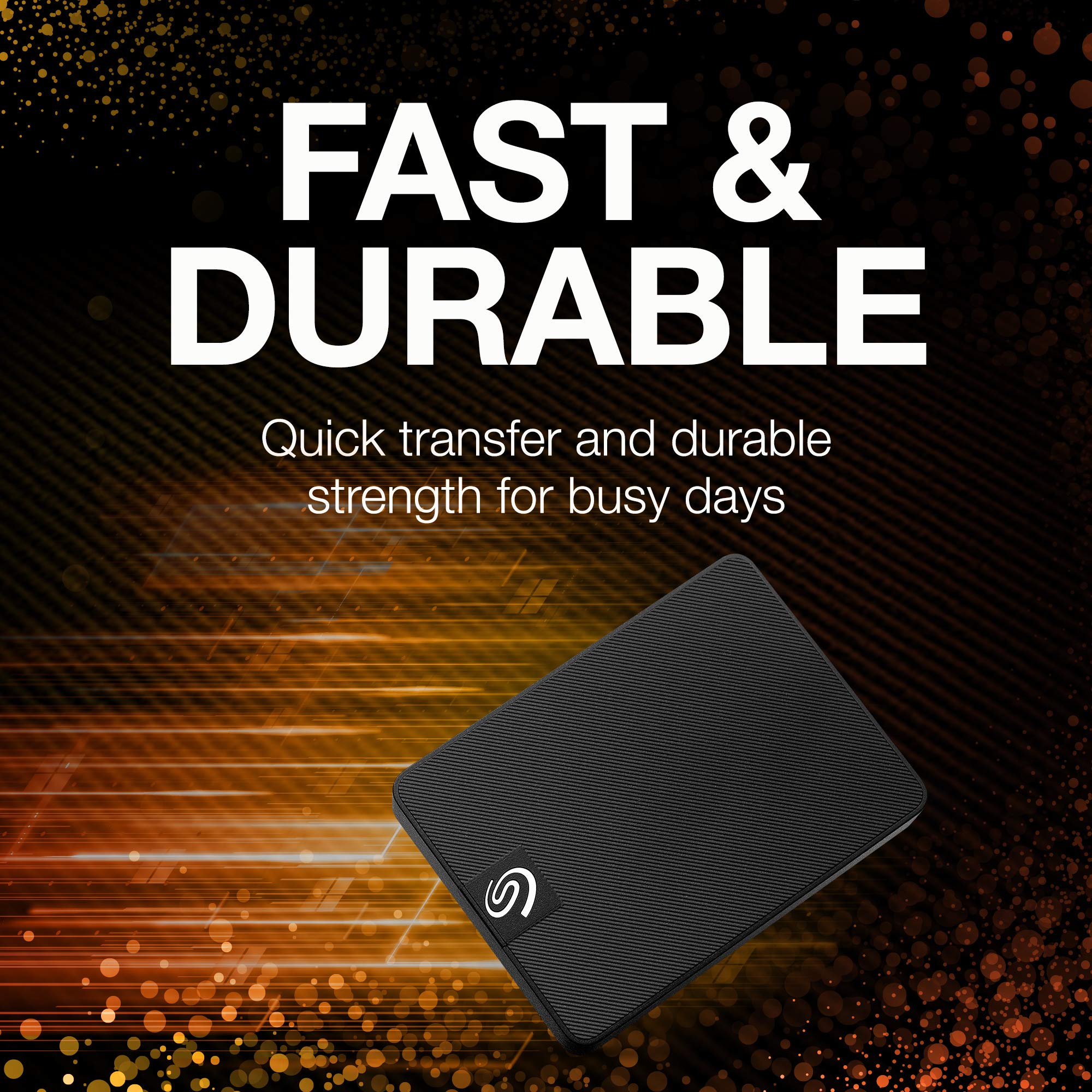 Seagate Expansion 500GB Portable SSD - USB 3.0 External Solid State Drive for PC, Mac, Laptop - Fast Data Transfer, Lightweight Design - Perfect for Gaming, Photography & Business Storage (STJD500400)