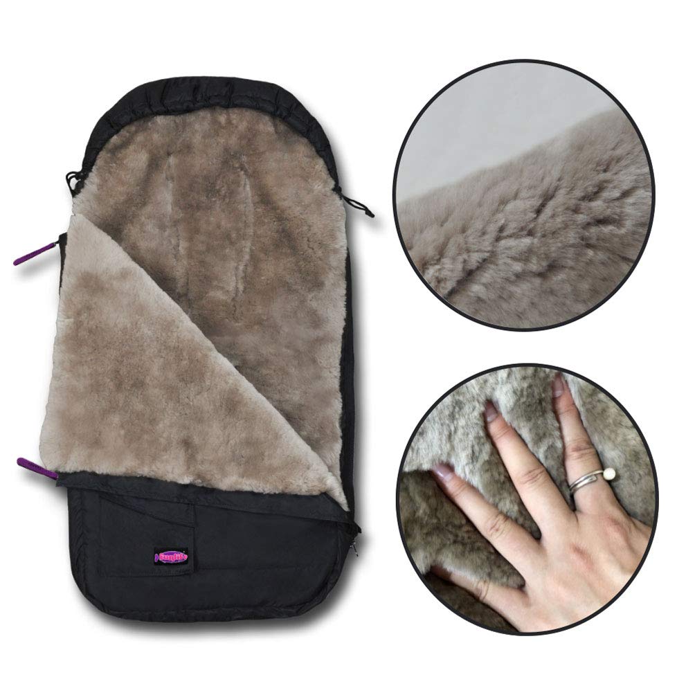 3 in 1 Australia Sheepskin Footmuff for Baby Strollers - Weatherproof & Adjustable Temperature Stroller Bunting Bag - Premium Lambskin Travel Accessory for Infants - Perfect for Winter Walks, Outdoor Adventures & Car Seat Compatibility