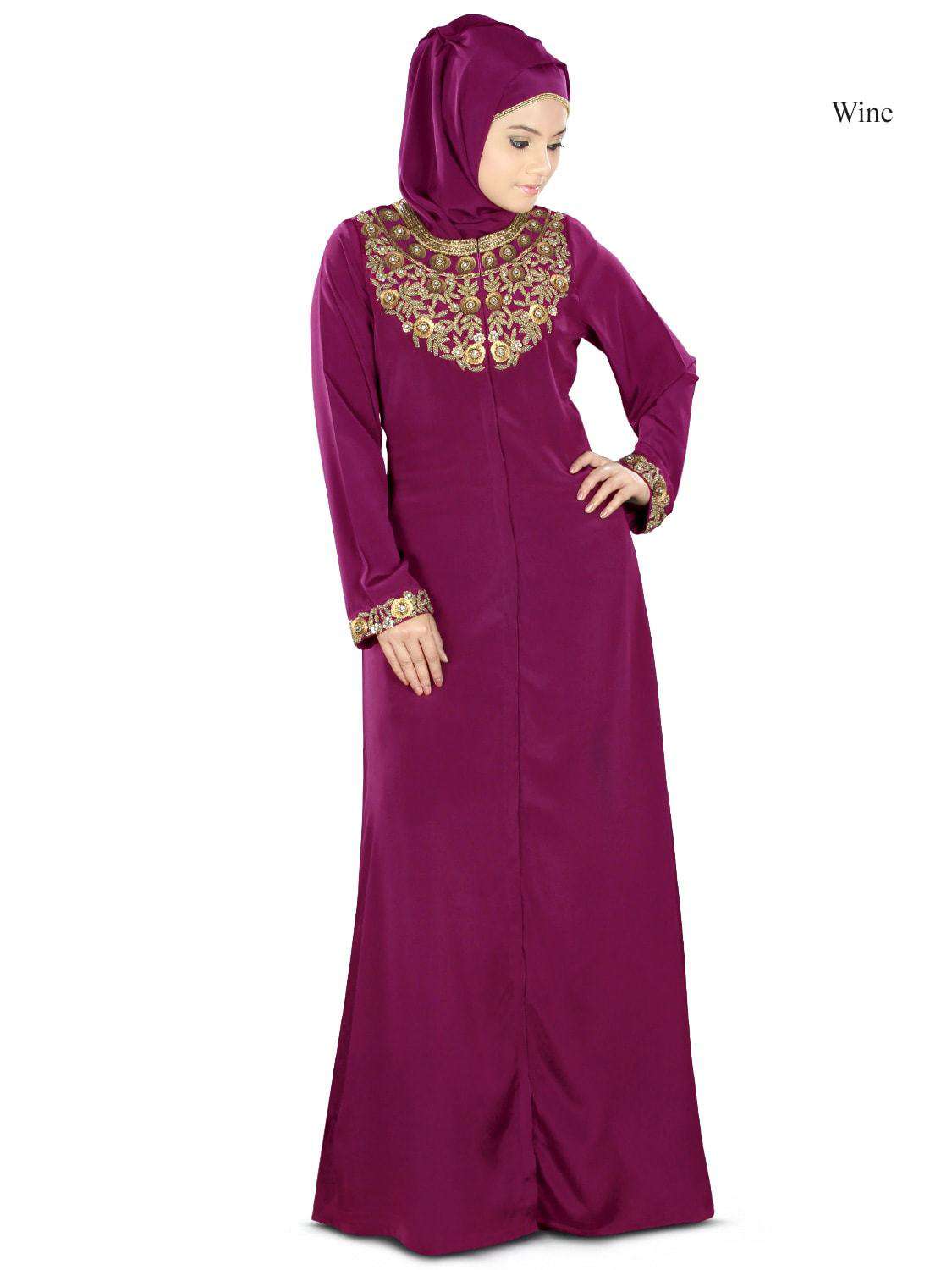 Fiddah Gold Hand Embroidered Burqa - Premium Islamic Veil for Women - Perfect for Prayer, Modest Fashion & Special Occasions