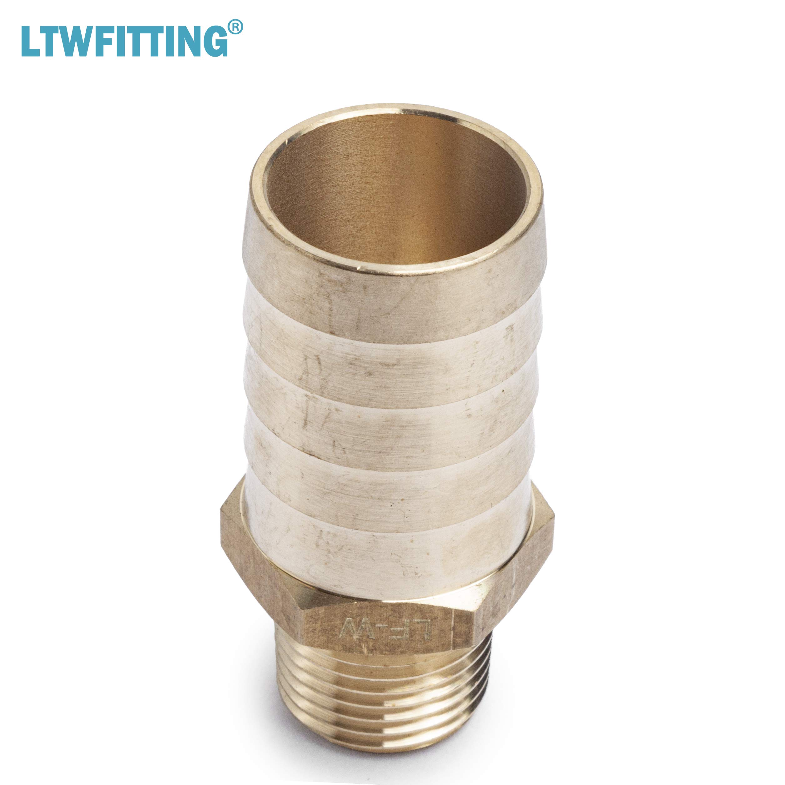 LTWFITTING Lead-Free Brass Barbed Fitting Coupler Connector - 1