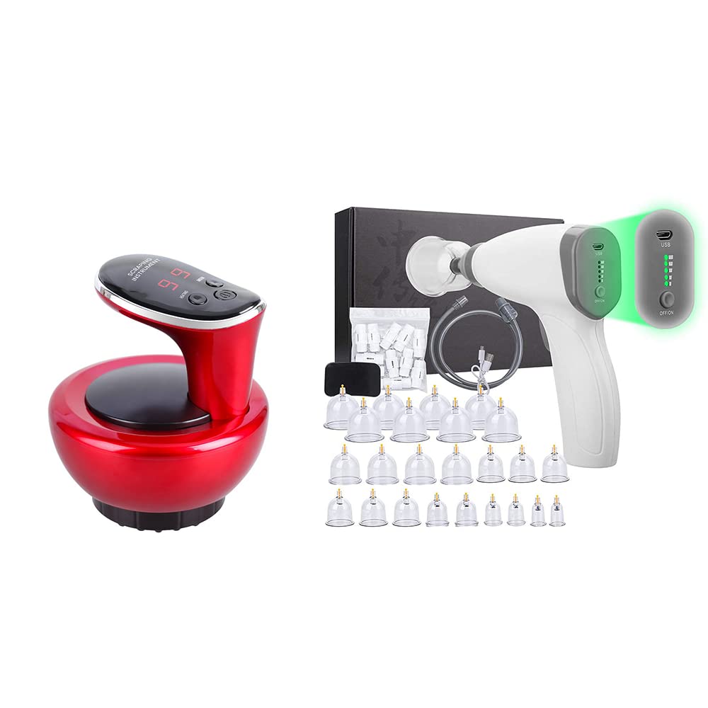 Scienlodic 24-Piece Portable Cupping Therapy Set with Pump & 9-Speed Electric Heating Cupping Gua Sha Massager - Professional Home Cupping Kit for Pain Relief, Relaxation & Detox - Perfect for Muscle Recovery, Spa Days & Self-Care Routines