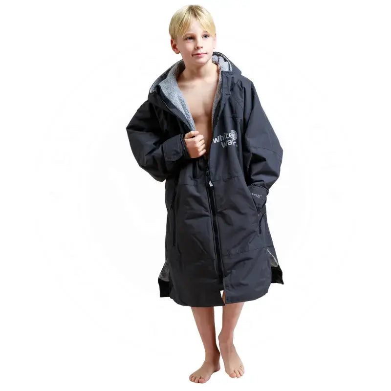Kids Swimming Robe - Unisex Black Hard Shell Pool Robe for Boys & Girls | Quick-Dry Waterproof Cover-Up for Beach, Pool & Water Park Activities
