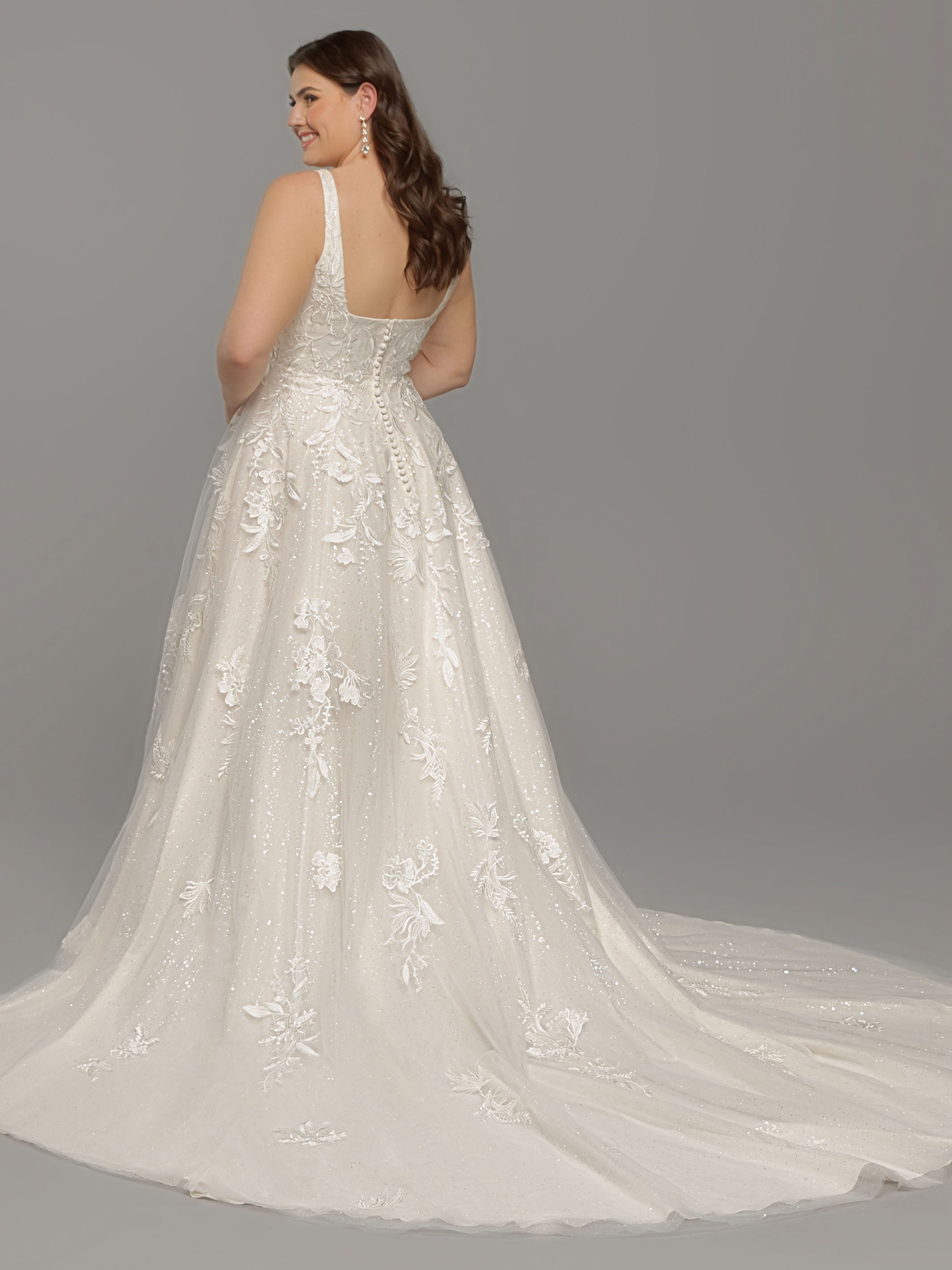 Luna Glitter Tulle A-Line Wedding Dress with Sequin Lace - Elegant Bridal Gown for Church Ceremony, Beach Wedding & Prom Night