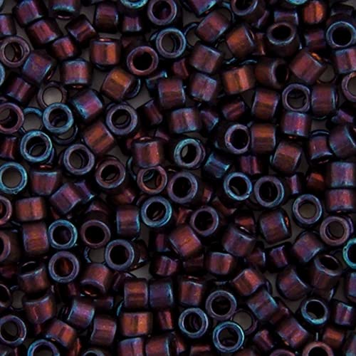 Miyuki Delica 11/0 Japanese Glass Beads - Cranberry Blue AB Metallic Gold Luster (DB1004) 250g Bulk Bag for Jewelry Making, Beading, DIY Crafts & Scrapbooking