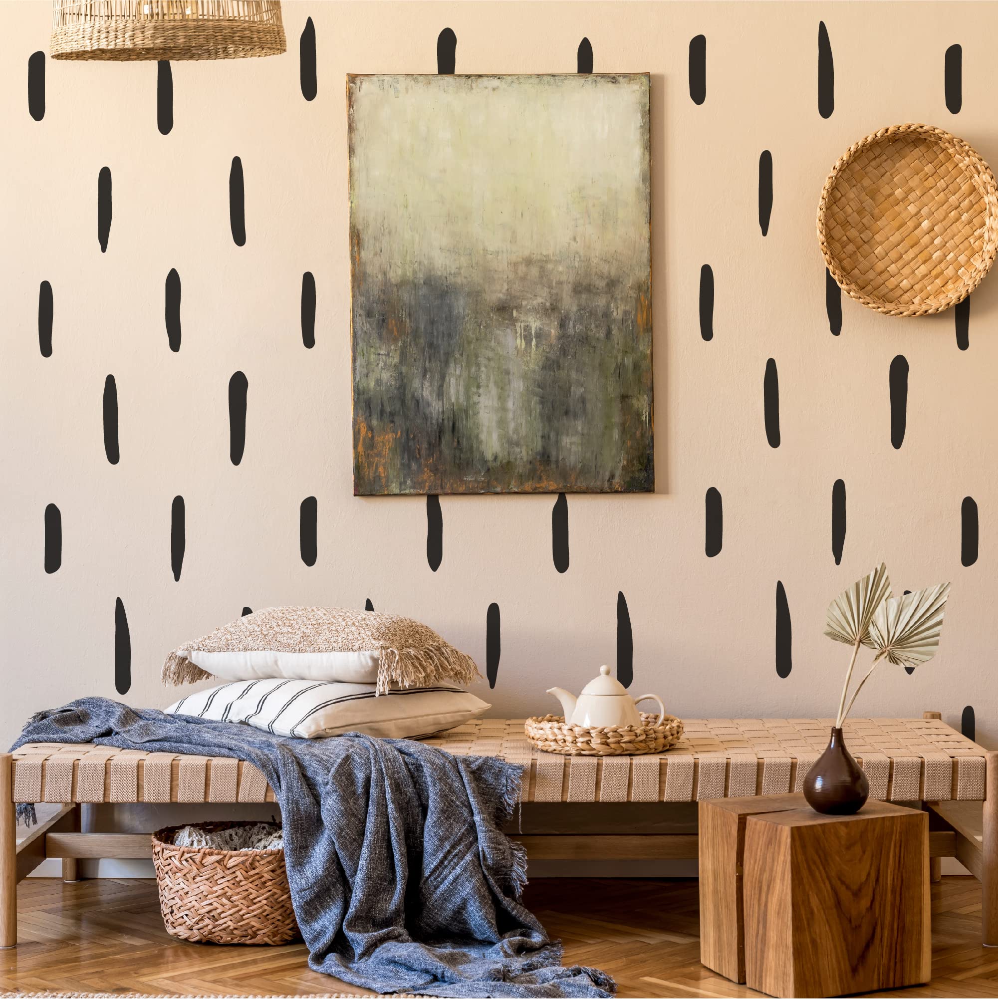 Black Thick Irregular Line Vinyl Abstract Wall Decals - Peel and Stick Modern Boho Stickers (Set of 120) for Nursery, Bedroom, Living Room & Farmhouse Decor | Perfect for Kids Rooms, Home Offices & Accent Walls
