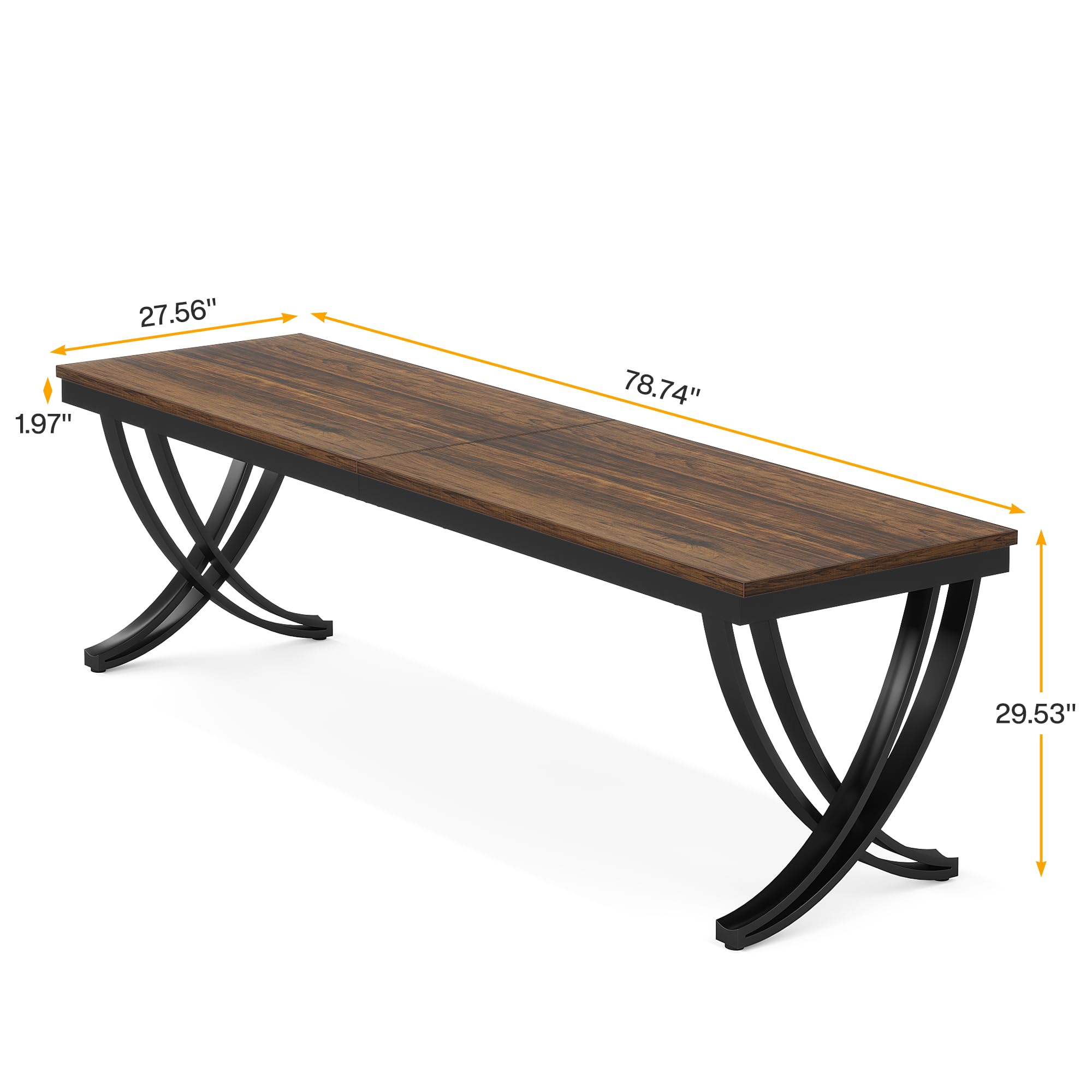 Tribesigns 6.5FT Conference Table for 6-8 People, 78 Inch Long Rectangular Office Meeting Table with Sturdy Metal Frame - Brown Boardroom Desk for Business, Conference Room & Seminar Use - Perfect for Team Meetings, Presentations & Collaborative Workspaces