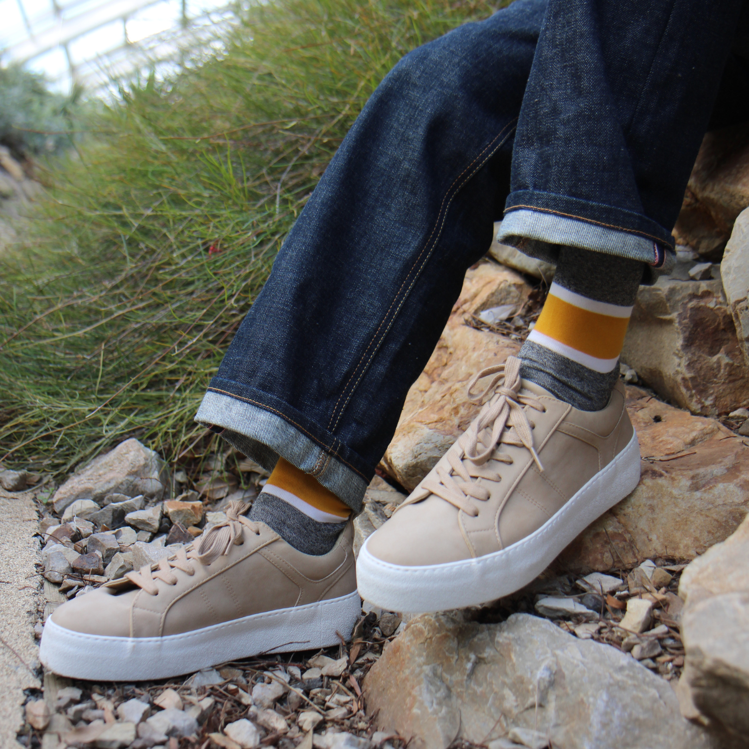 Men's Cotton Striped Socks - Breathable & Comfortable Casual Crew Socks for Everyday Wear, Work, Gym and Sports