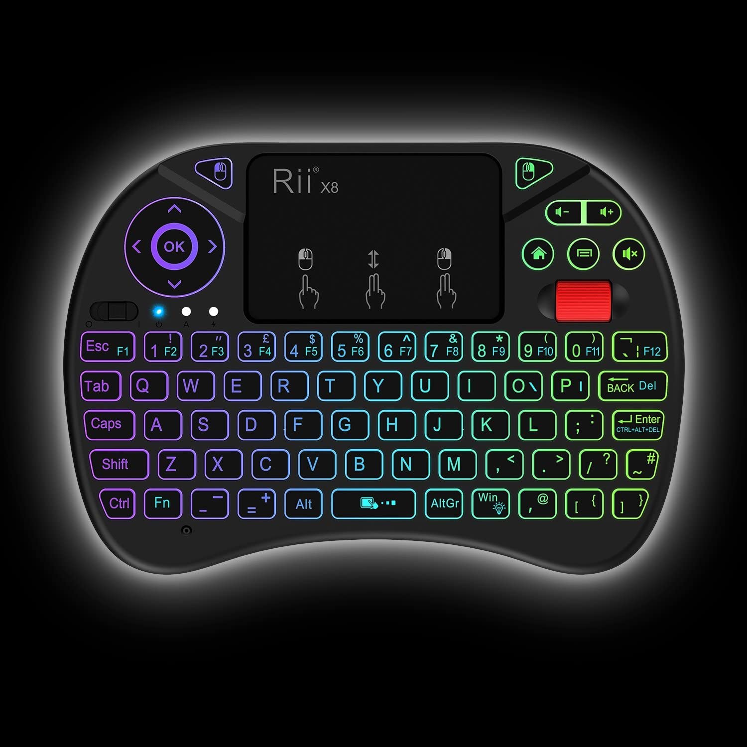 Mini Wireless Keyboard with Touchpad - Backlit, Rechargeable for PC, TV, Android Box - Home Theater & Office Use