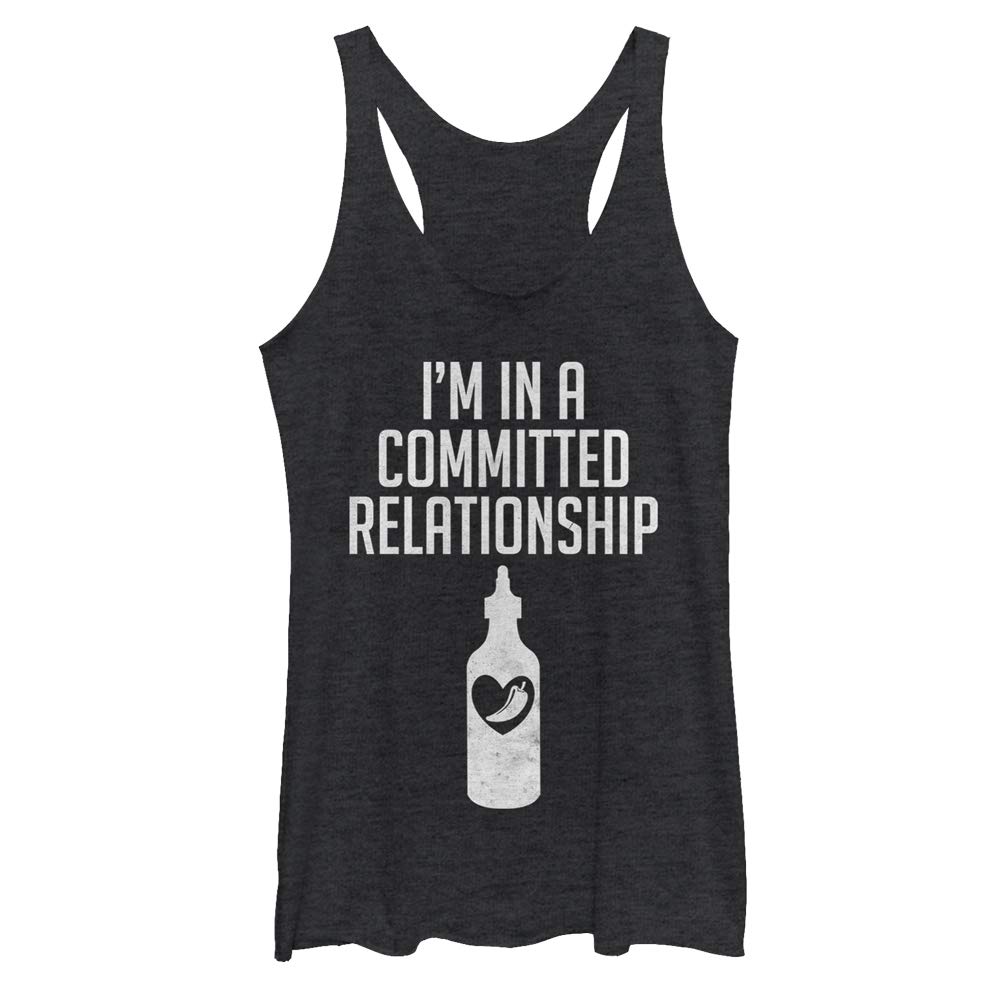 Women's Chin UP Relationship with Hot Sauce Racerback Tank Top - Sleeveless Workout Shirt for Gym, Yoga & Running - Funny Sarcastic Graphic Tee for Women