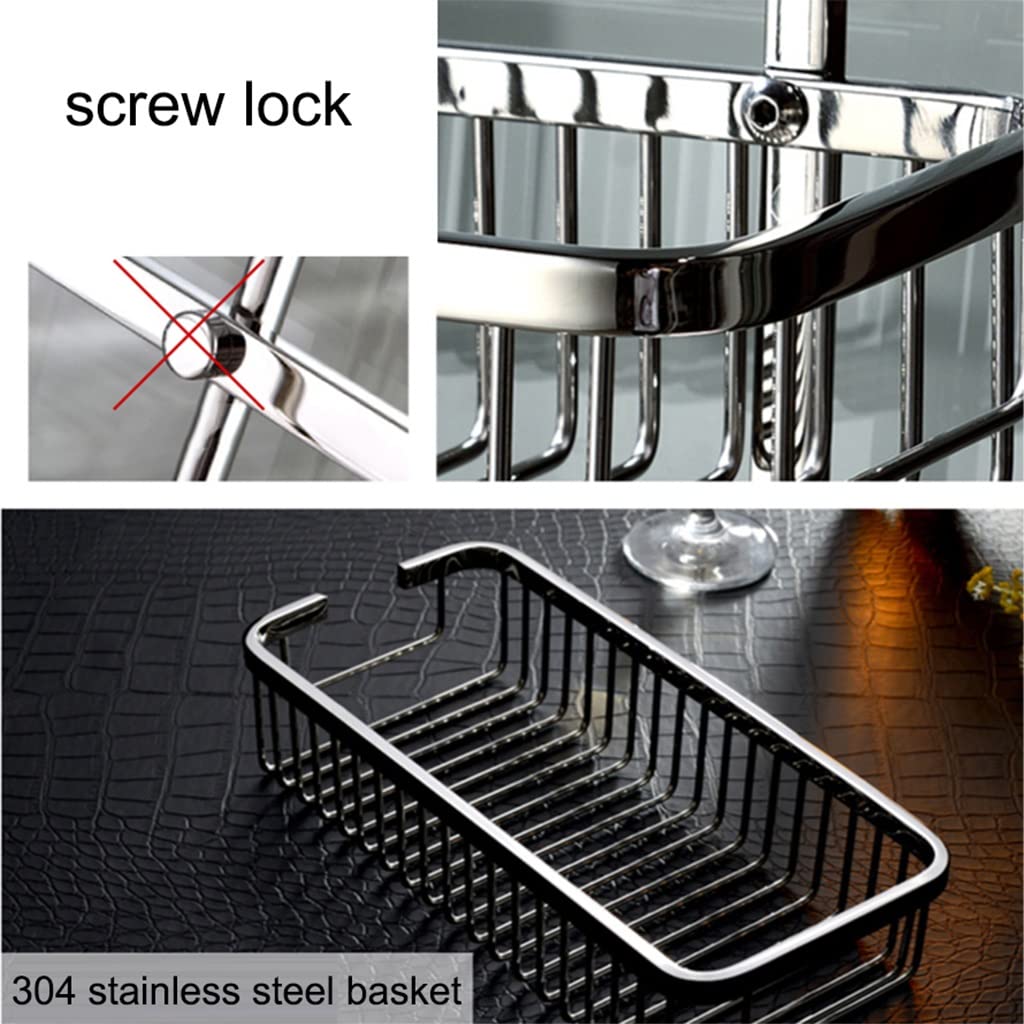 Premium Metal Over Shower Door Caddy - 2-Tier Hanging Bathroom Storage Organizer with Built-in Hooks & Baskets (20