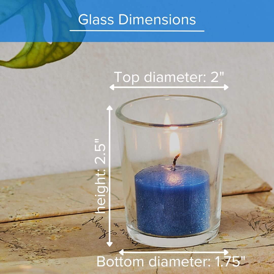 Simply Soson Bulk Votive Candles - 24 Pack Blue Unscented Candles with Glass Holders, 10 Hour Burn Time - Perfect for Weddings, Birthdays, Holidays & Home Decor - Ideal for Romantic Dinners, Spa Nights & Relaxation