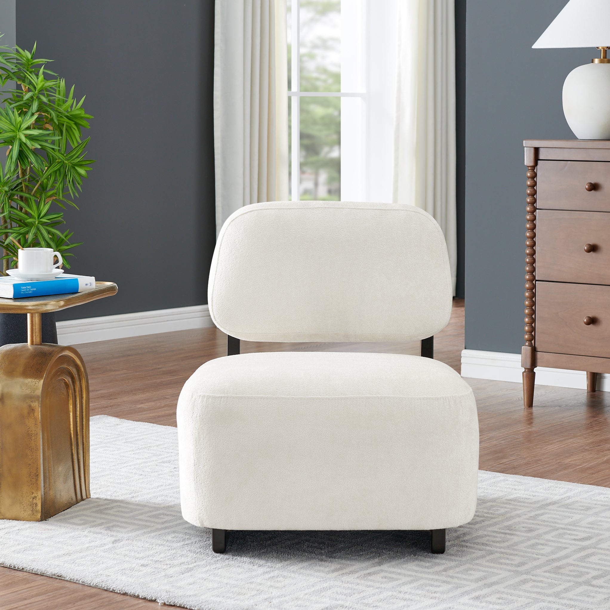 Solara Modern Accent Chair with Solid Wood Frame - Roundhill Furniture - Stylish Living Room Seating for Home & Office Decor