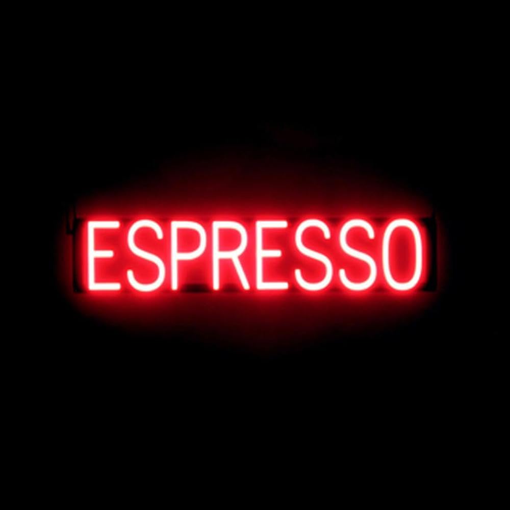 SpellBrite LED Neon Cafe Sign - 30.7x6.3 Inch Red ESPRESSO Light Up Sign for Coffee Shops, Restaurants & Home Decor | Eye-Catching Bar Signage for Business Promotion & Coffee Lovers