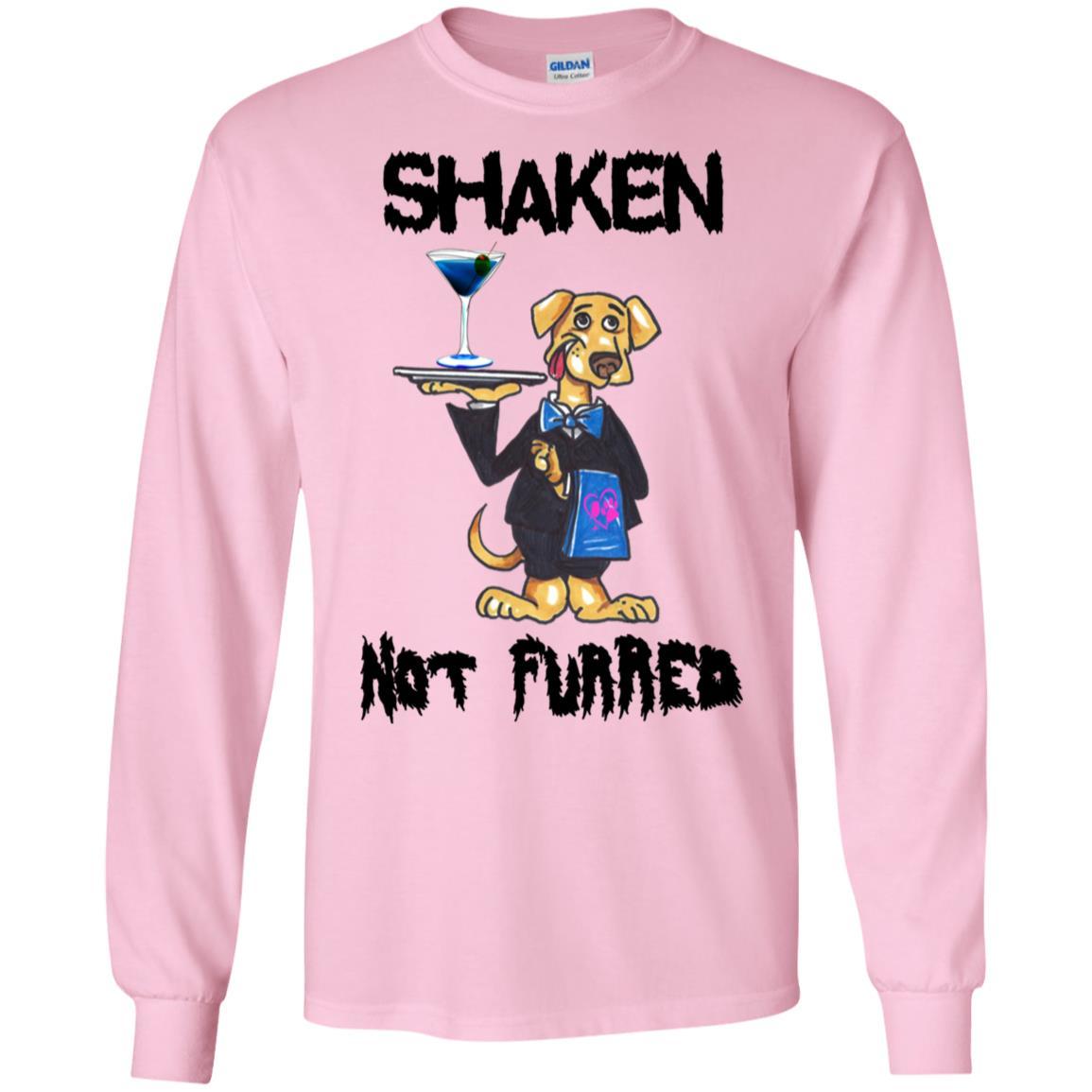 WineyBitches.Co Shaken Not Furred Long Sleeve Ultra Soft Cotton T-Shirt for Women | Comfortable Casual Wear for Wine Nights & Outings
