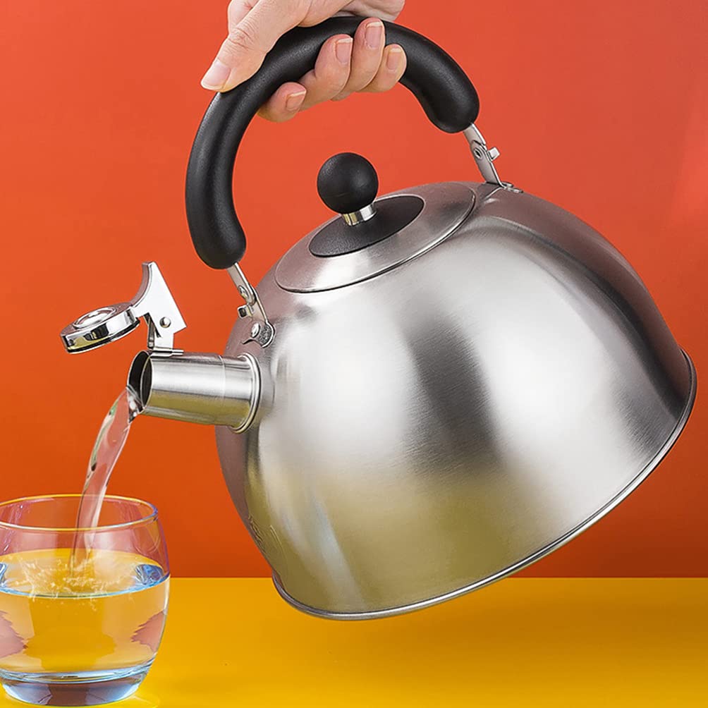 1pc Stainless Steel Whistle Tea Kettle - Large Capacity Stovetop Whistling Kettle for Home & Kitchen - Perfect for Boiling Water, Making Tea, Coffee & Hot Beverages