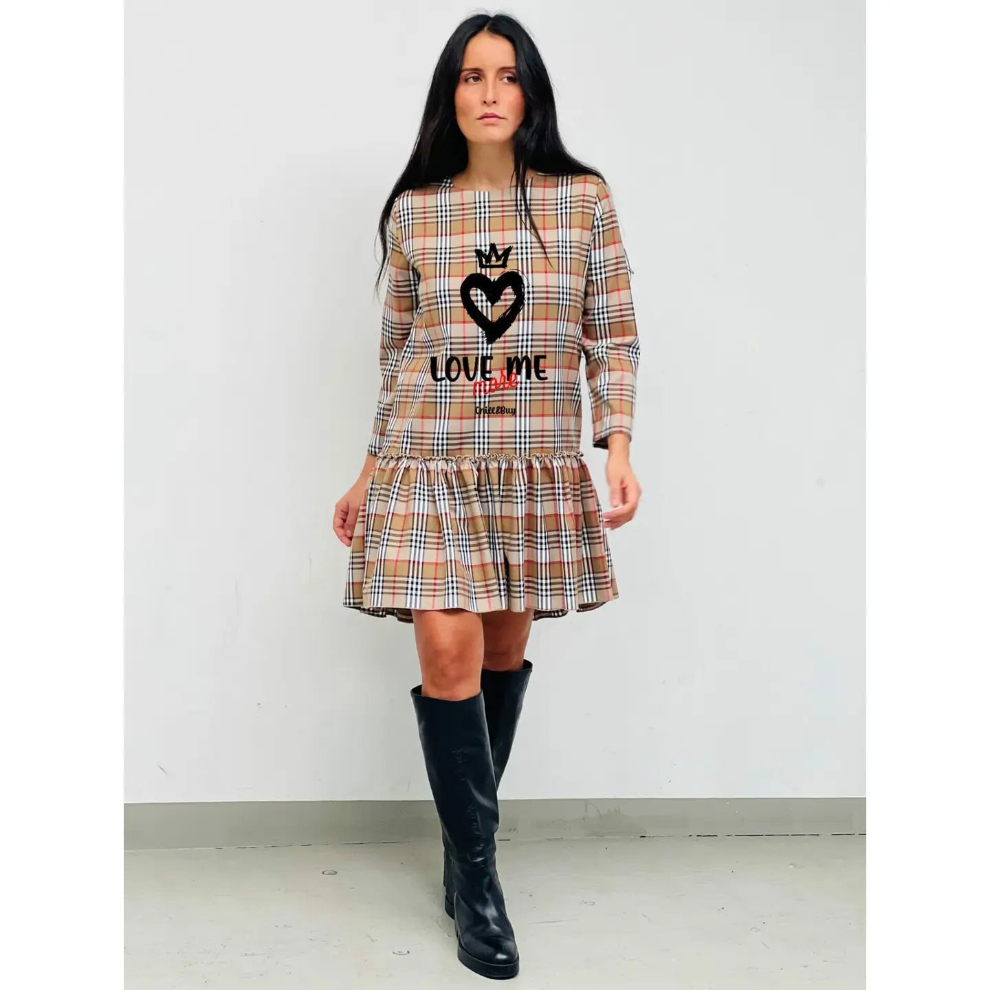 Brown Checkered Midi Robe - Elegant & Casual with Unique Details | Perfect for Home Lounging, Brunch Dates & Relaxing Weekends