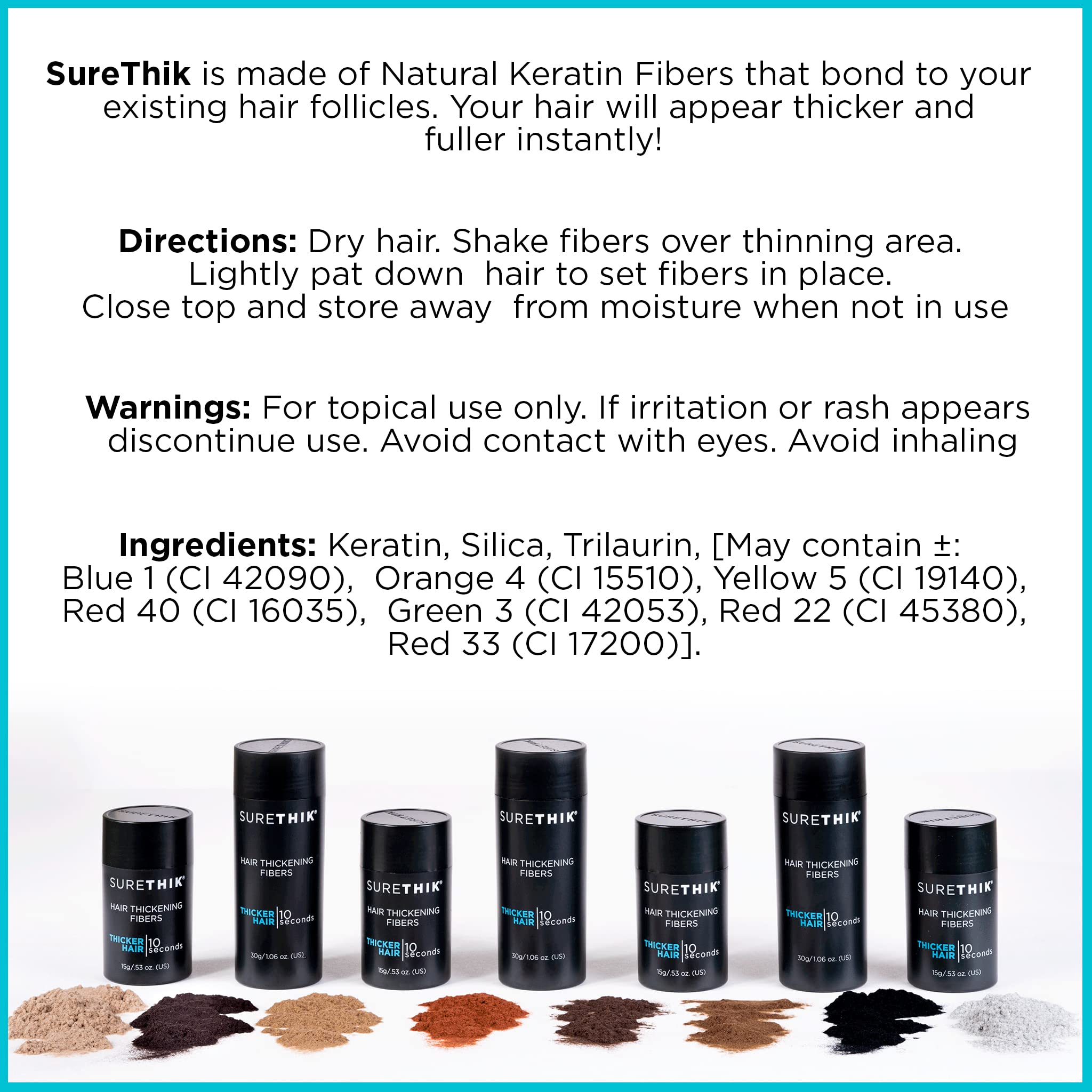 SURETHIK Hair Thickening Fibers - 4 Pack (30g Each) Medium Brown - Instant Hair Volume Solution for Thinning Hair - Men & Women - Perfect for Daily Use, Special Occasions & Confidence Boosting