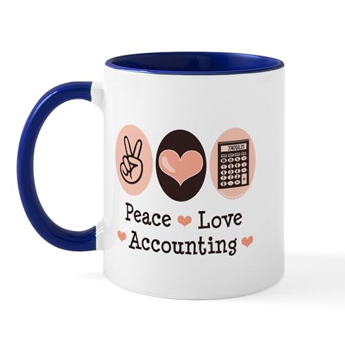White/Navy Inside - Peace Love Accounting Accountant Mug