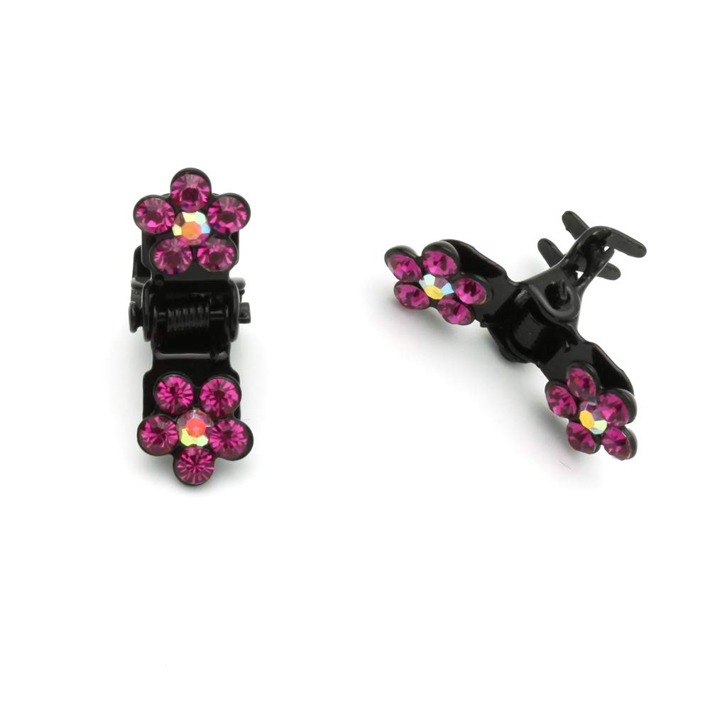 Rhinestone Hair Clips Set of 5 - Crystal Petal Jaw Clips for Women & Girls, Party & Wedding Accessories