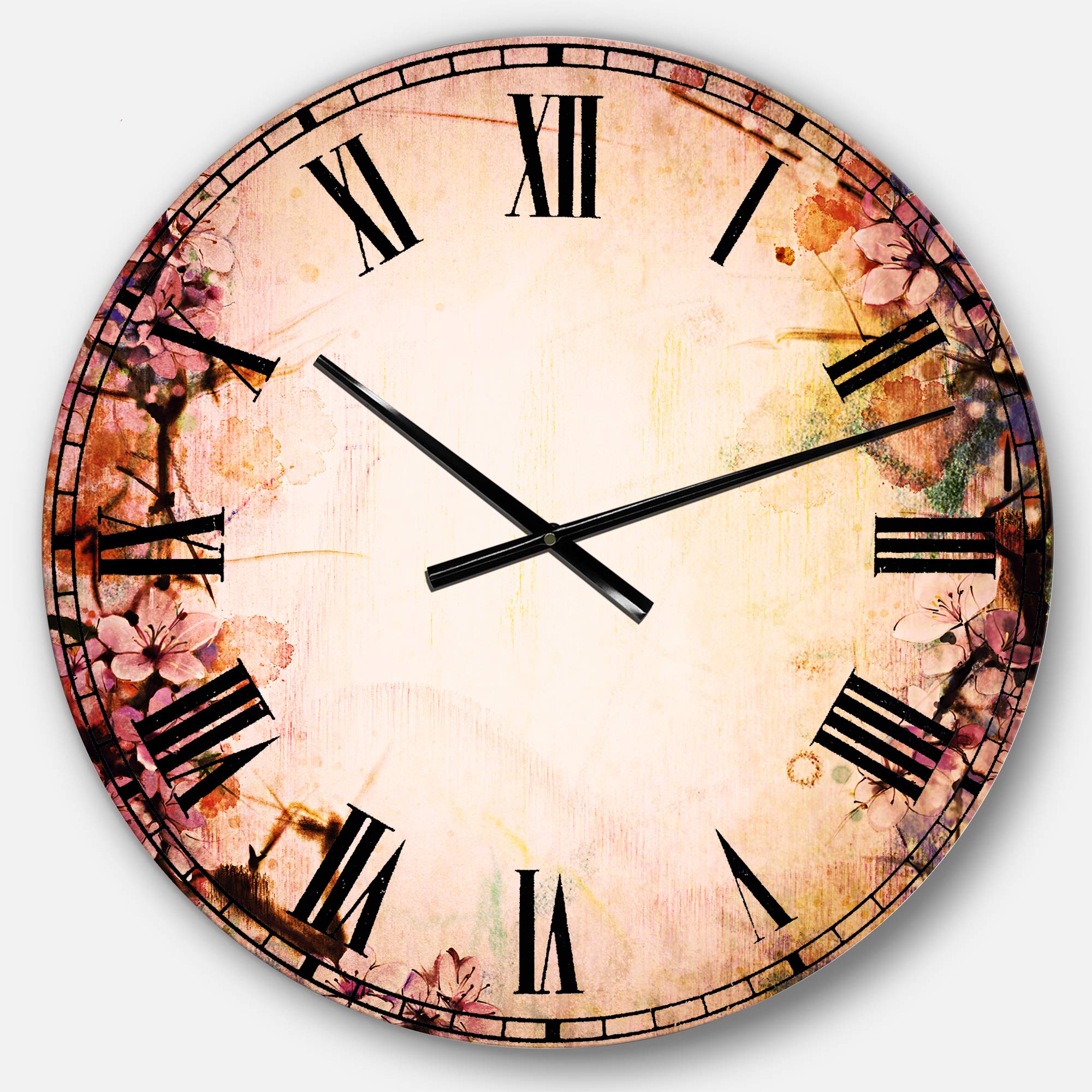 Designart Pink Sakura Blurred Background Traditional Japanese Wall Clock - Round Metal Wall Art for Home, Living Room, Bedroom & Office Decor | Perfect for Zen Decor, Asian-Inspired Interiors & Modern Spaces