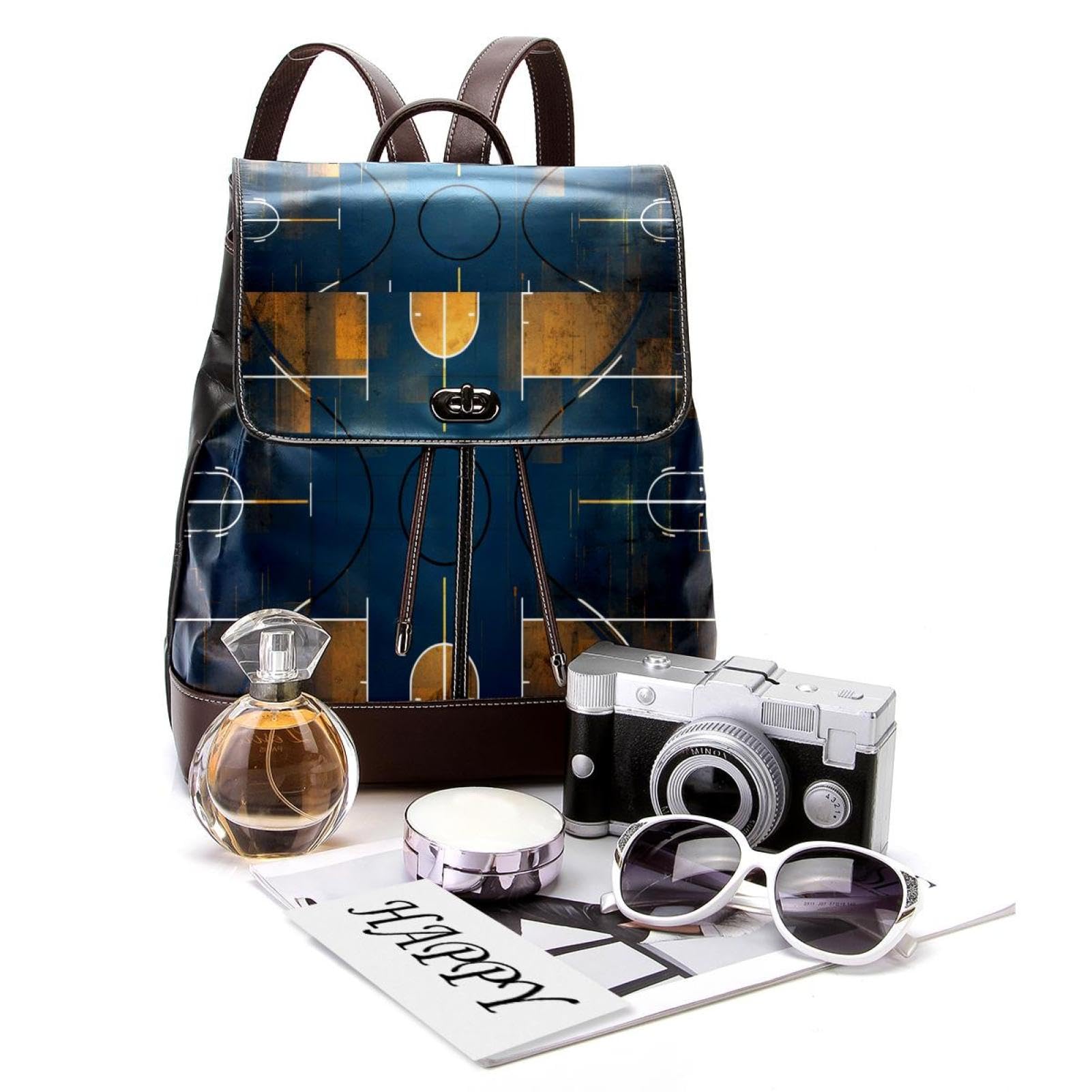 Stylish Unisex Travel Backpack with Artistic Basketball Court Design - Perfect for Work, Gym & Weekend Getaways