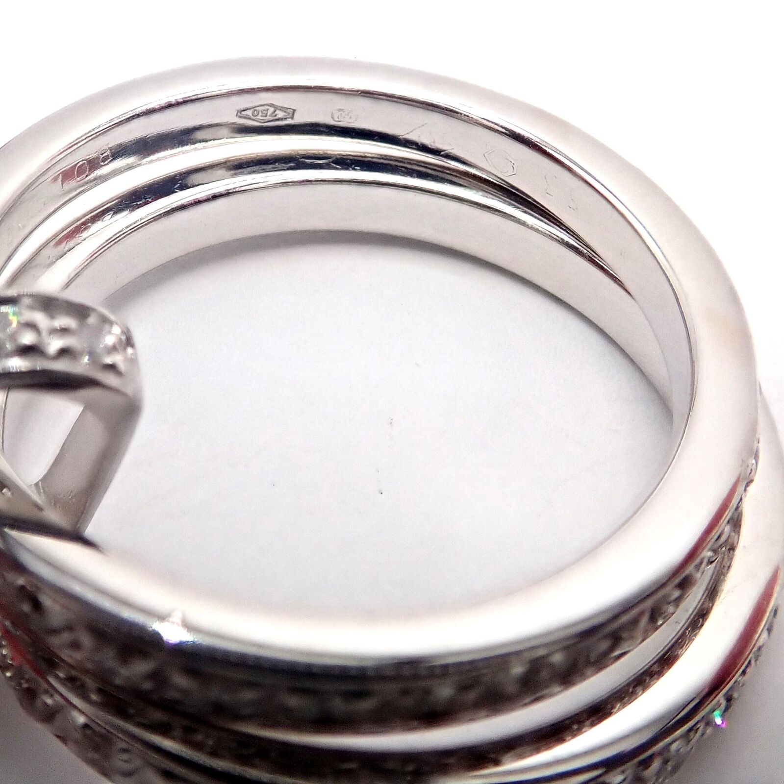 Authentic Piaget 18k White Gold Diamond Double Band Flower Ring - Luxury Jewelry for Weddings, Anniversaries & Special Occasions