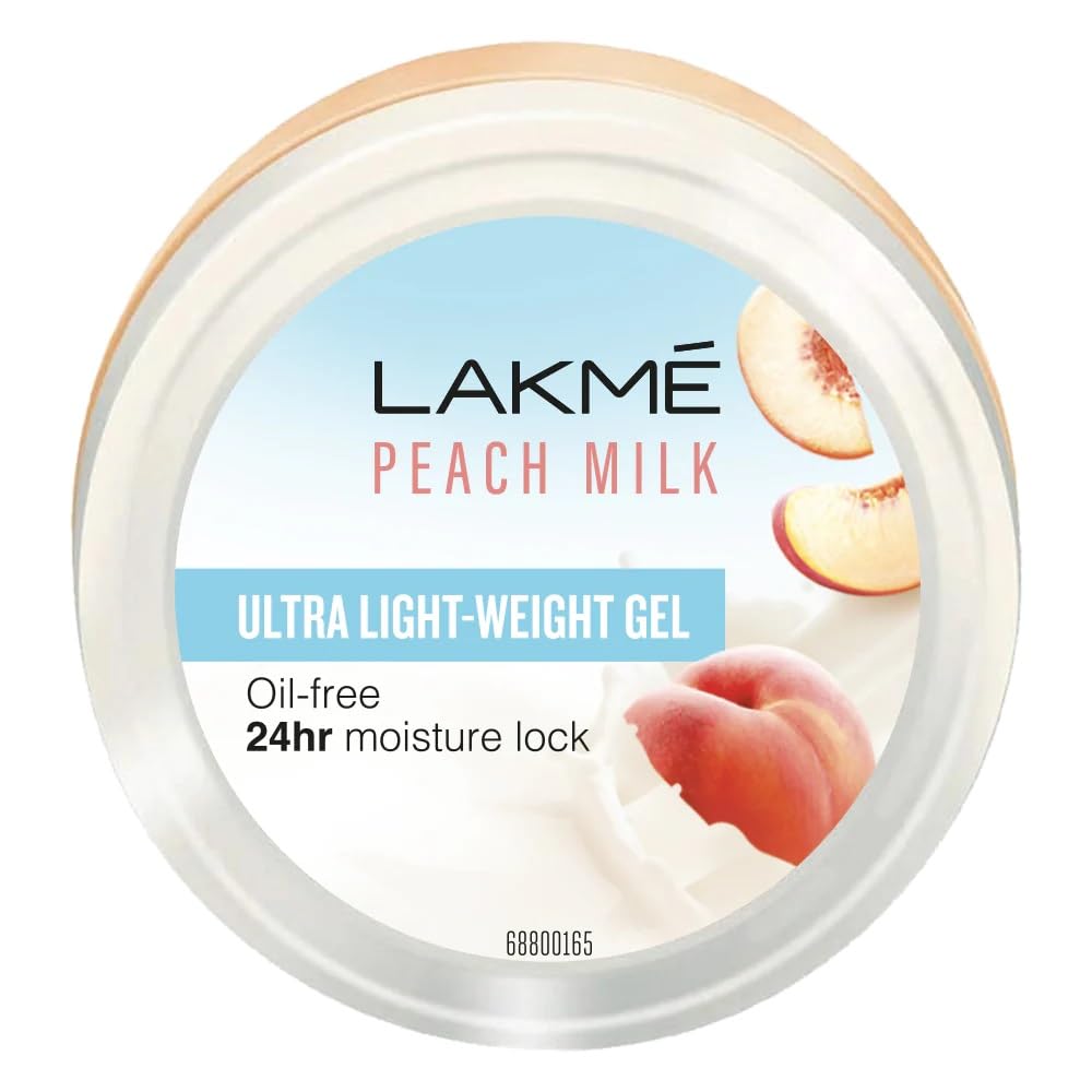 LAKMÉ Peach Milk Ultra Light Gel 50g - Hydrating Face Moisturizer for Dry & Sensitive Skin | Day & Night Cream for Soft, Glowing Complexion | Perfect for Daily Skincare Routine