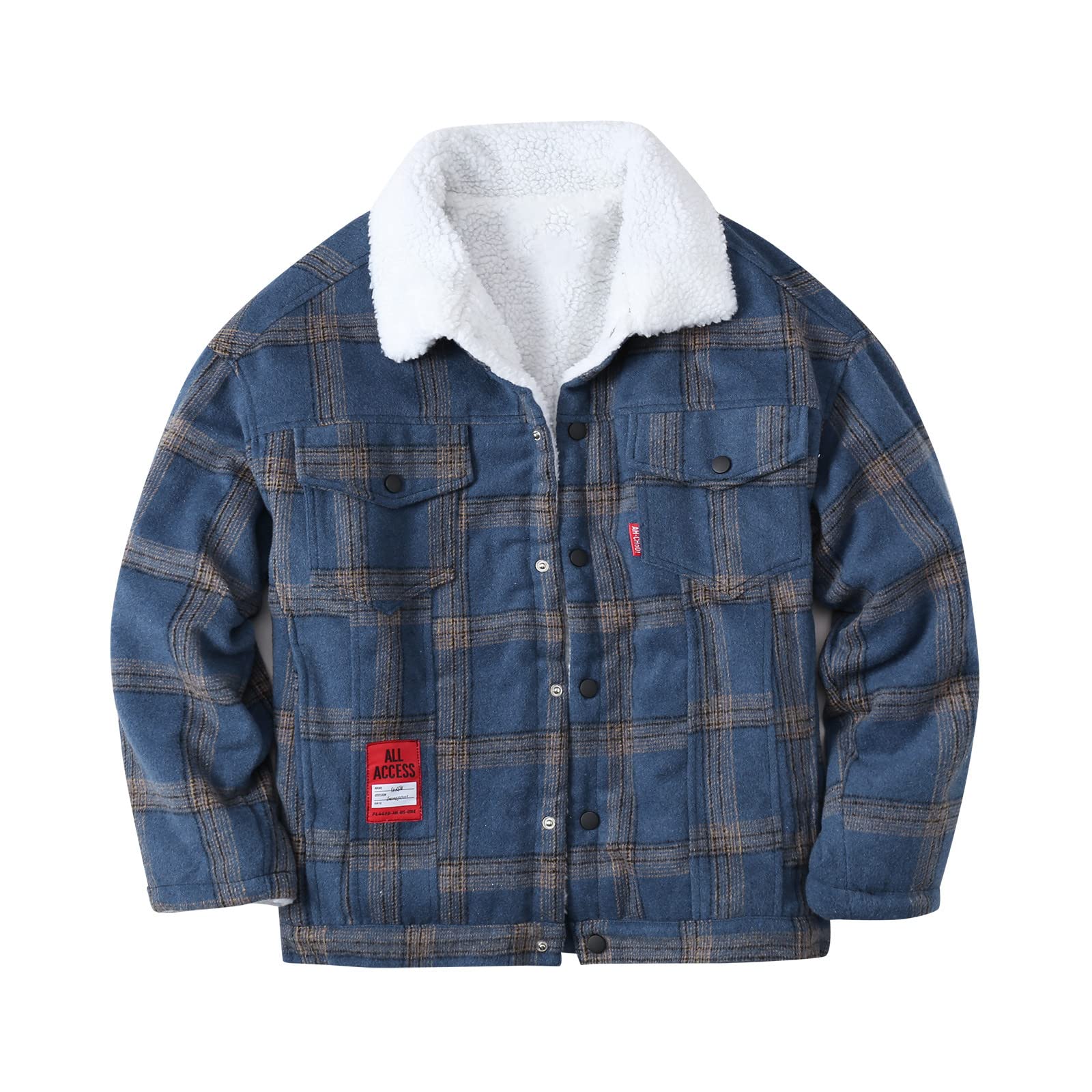 Men's Plaid Fleece Shirt Jacket - 2XLT Loose Fit with Pockets for Autumn & Winter | Warm Casual Outerwear for Hiking, Camping, and Outdoor Activities