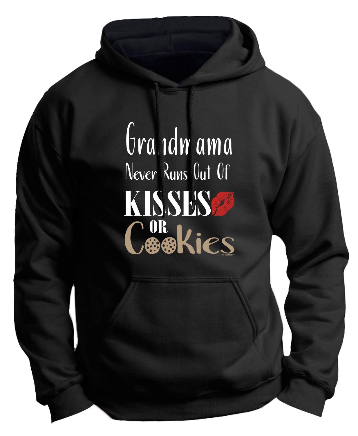 Grandma Never Runs Out of Kisses Cookies Premium Hoodie Sweatshirt - Cozy Pullover for Family Gatherings, Christmas Gifts & Casual Winter Wear