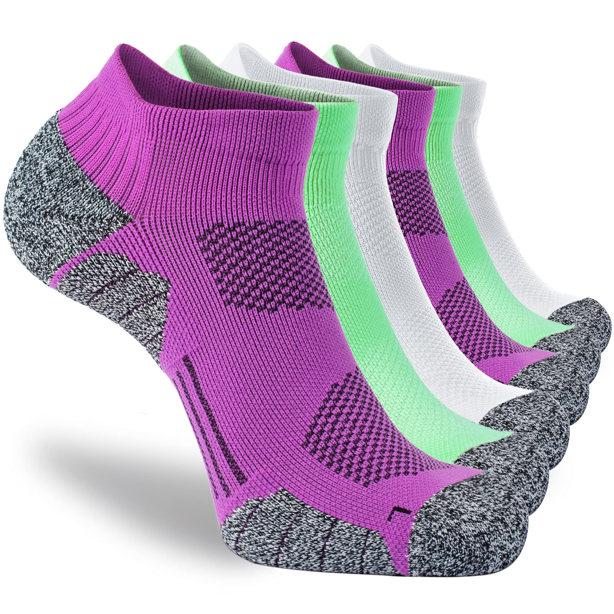 CWVLC Unisex Cushioned Compression Athletic Ankle Socks 6-Pack - Breathable Moisture-Wicking Workout Socks for Running, Hiking & Sports - Stay Comfortable All Day
