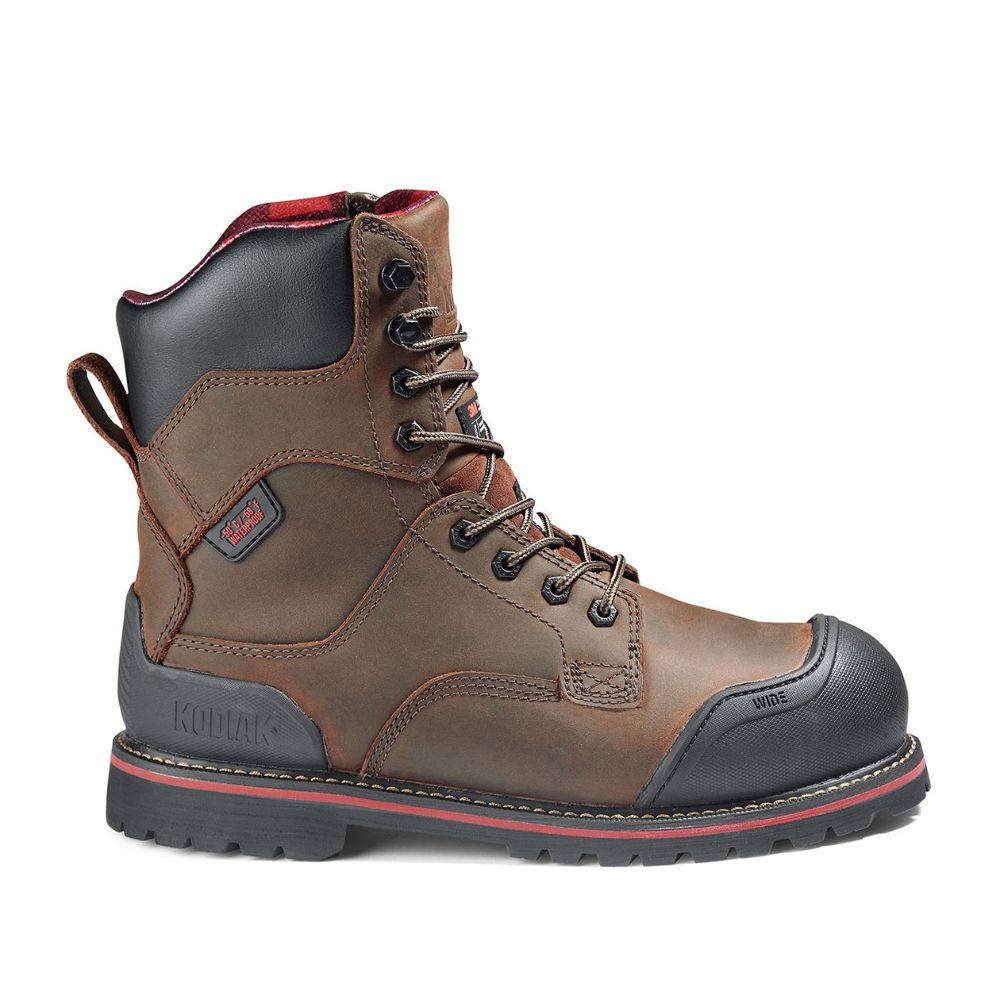Kodiak Widebody WP Men's 8 Composite Toe 600g Insulated Work Boot KD0A8353DBX - Brown Waterproof Safety Boots for Construction, Hiking & Outdoor Work