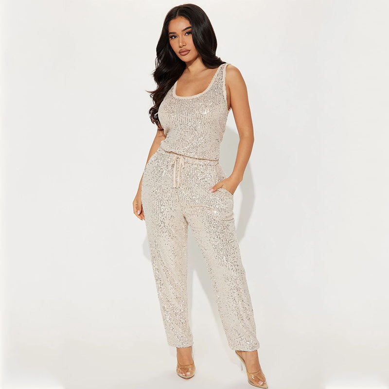 Women's Sleeveless Slim Fit Jumpsuit - Stretchy Bodycon Romper for Summer, Beach & Night Out | Casual & Party Wear