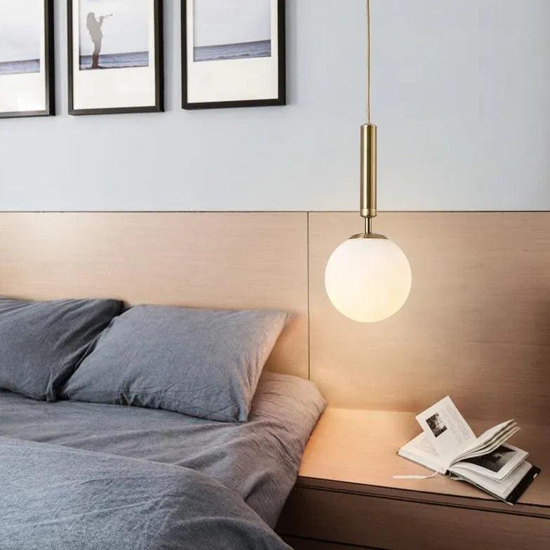 Modern Single Head Glass Ball Pendant Light - Minimalist Ceiling Fixture for Kitchen Island, Dining Room, Bedroom & Living Room Lighting