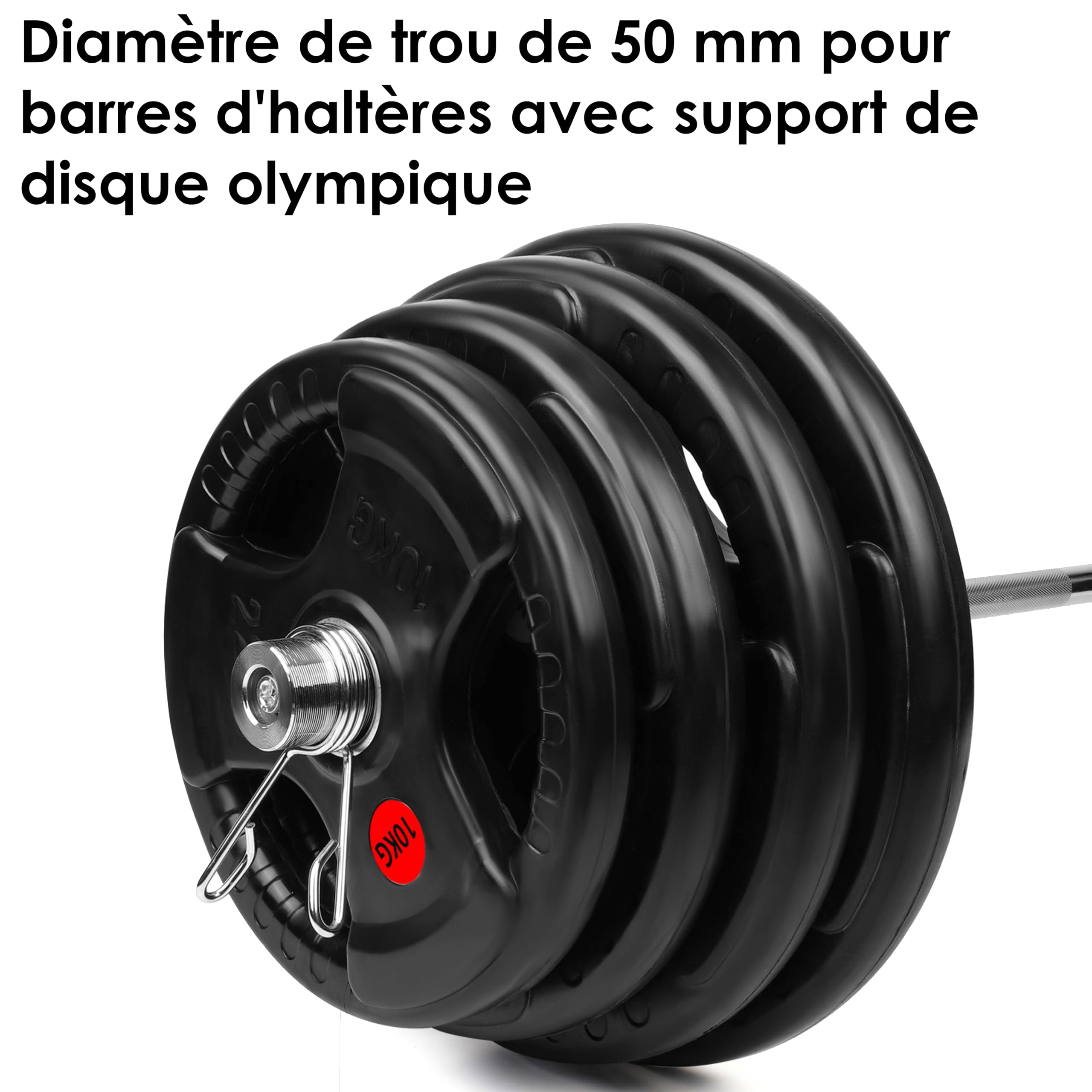Wuuhoo® Jan Olympic Dumbbell Plates - 2-Piece Weight Plate Set with Solid Black Rubber Coating & Handles - Home Gym Equipment for Strength Training, CrossFit, and Fitness Workouts