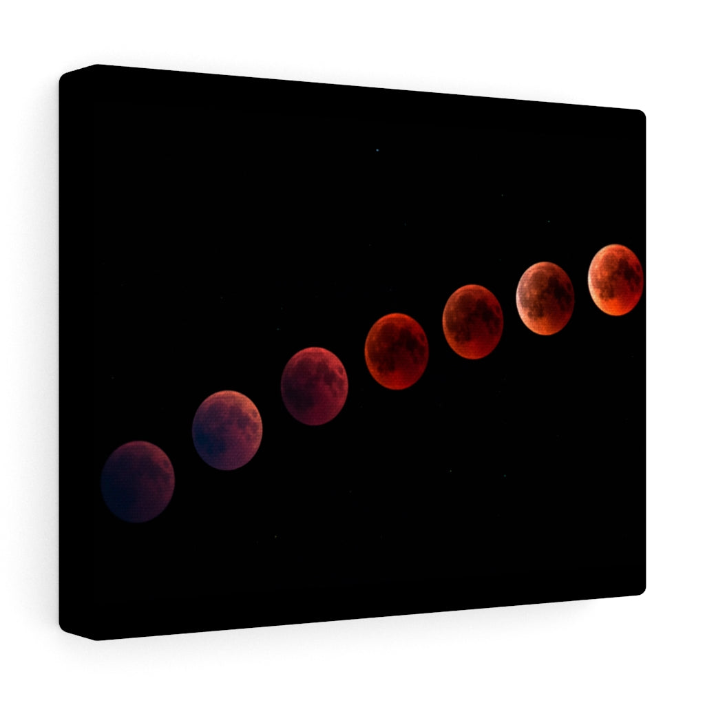Red Moon Phases Wall Art Canvas Print - Space Themed Home Decor for Living Room & Bedroom